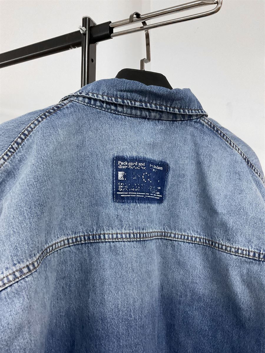 Açık Mavi Sırt Etiket Detaylı Kot Ceket C-1541