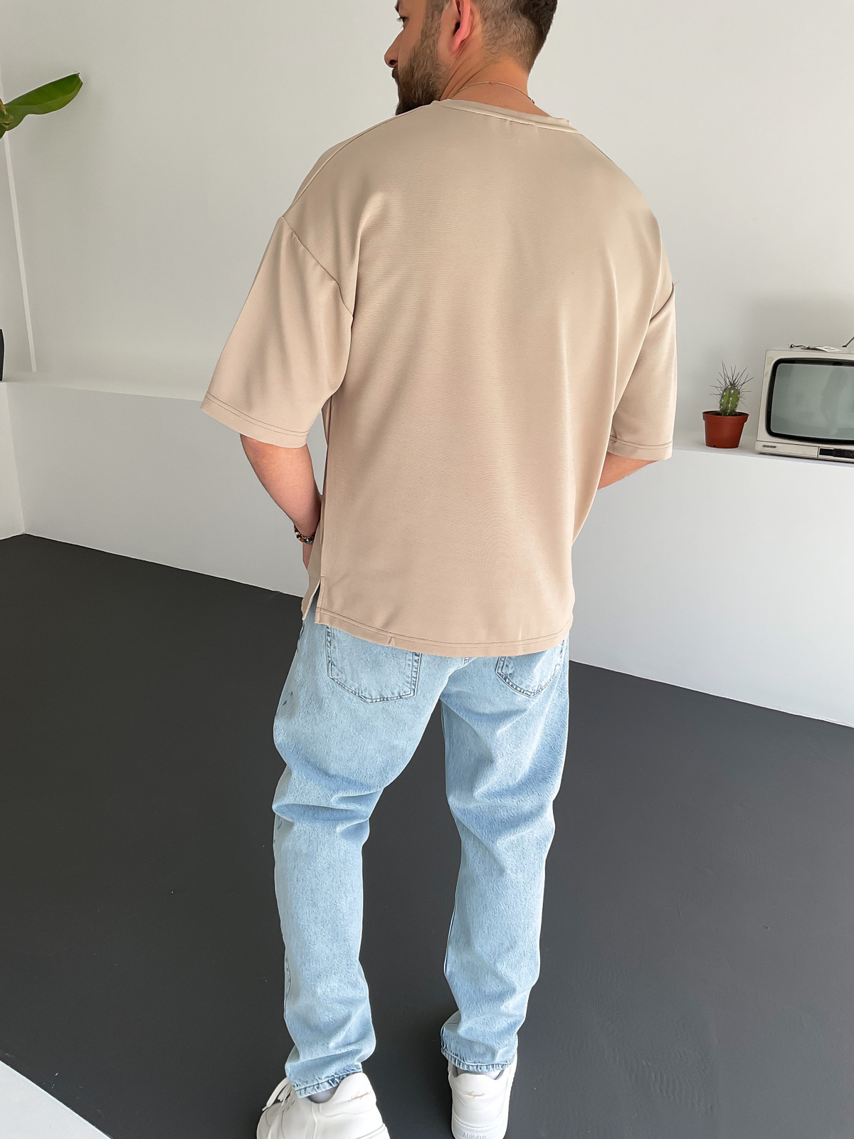 Krem Dökümlü T-Shirt C-1547