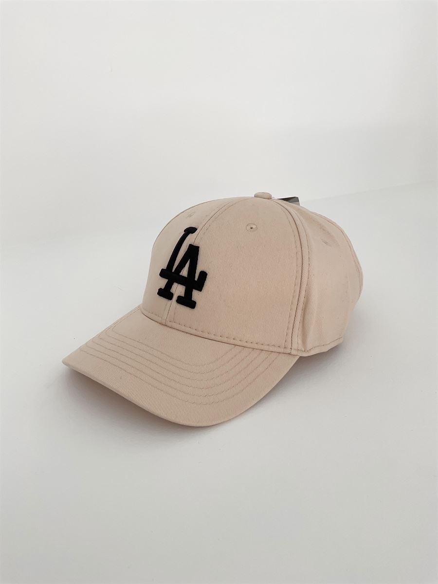 Bej Siyah LA Nakışlı Şapka