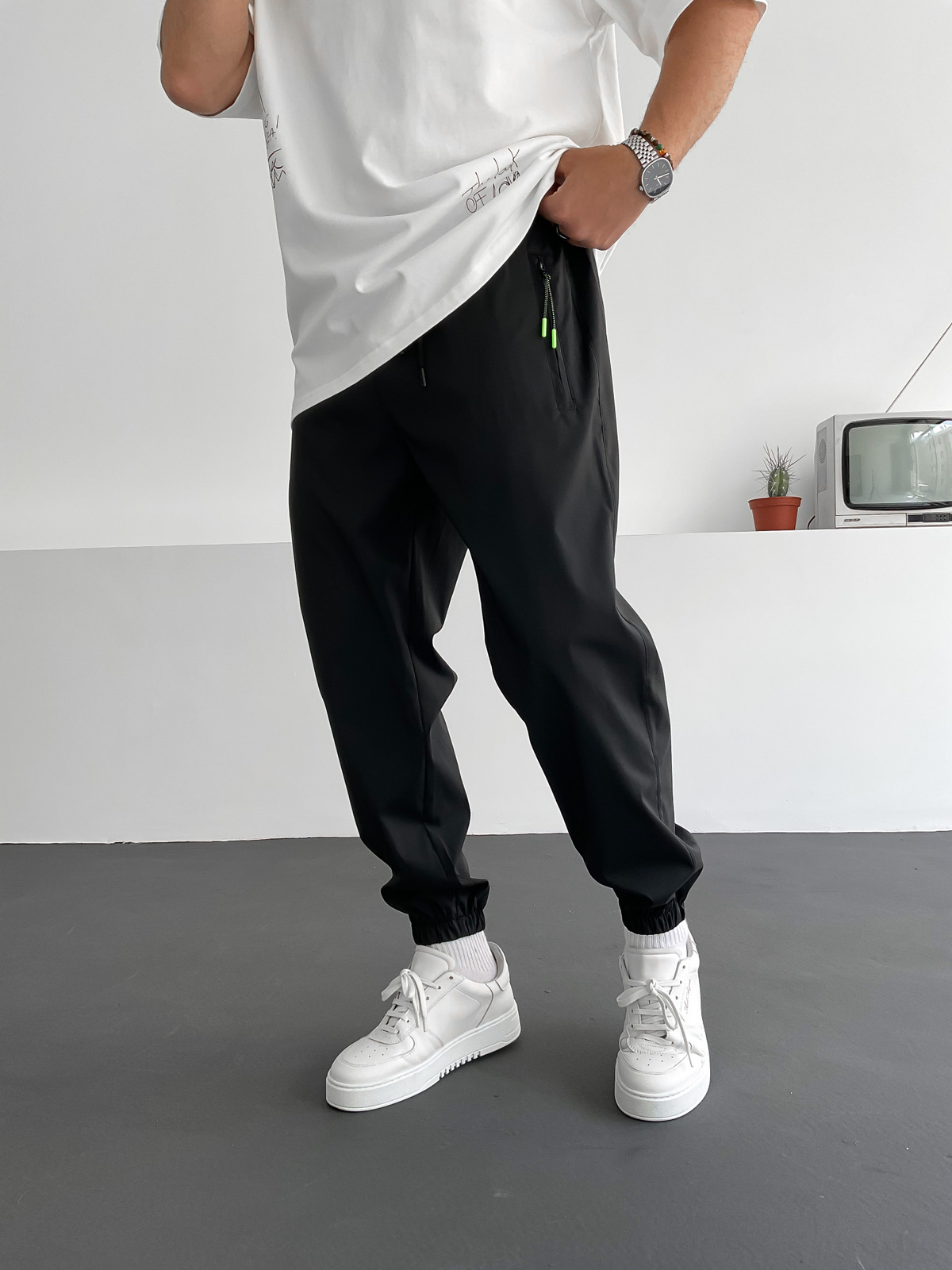 Siyah Fermuarlı Jogger C-3984-2