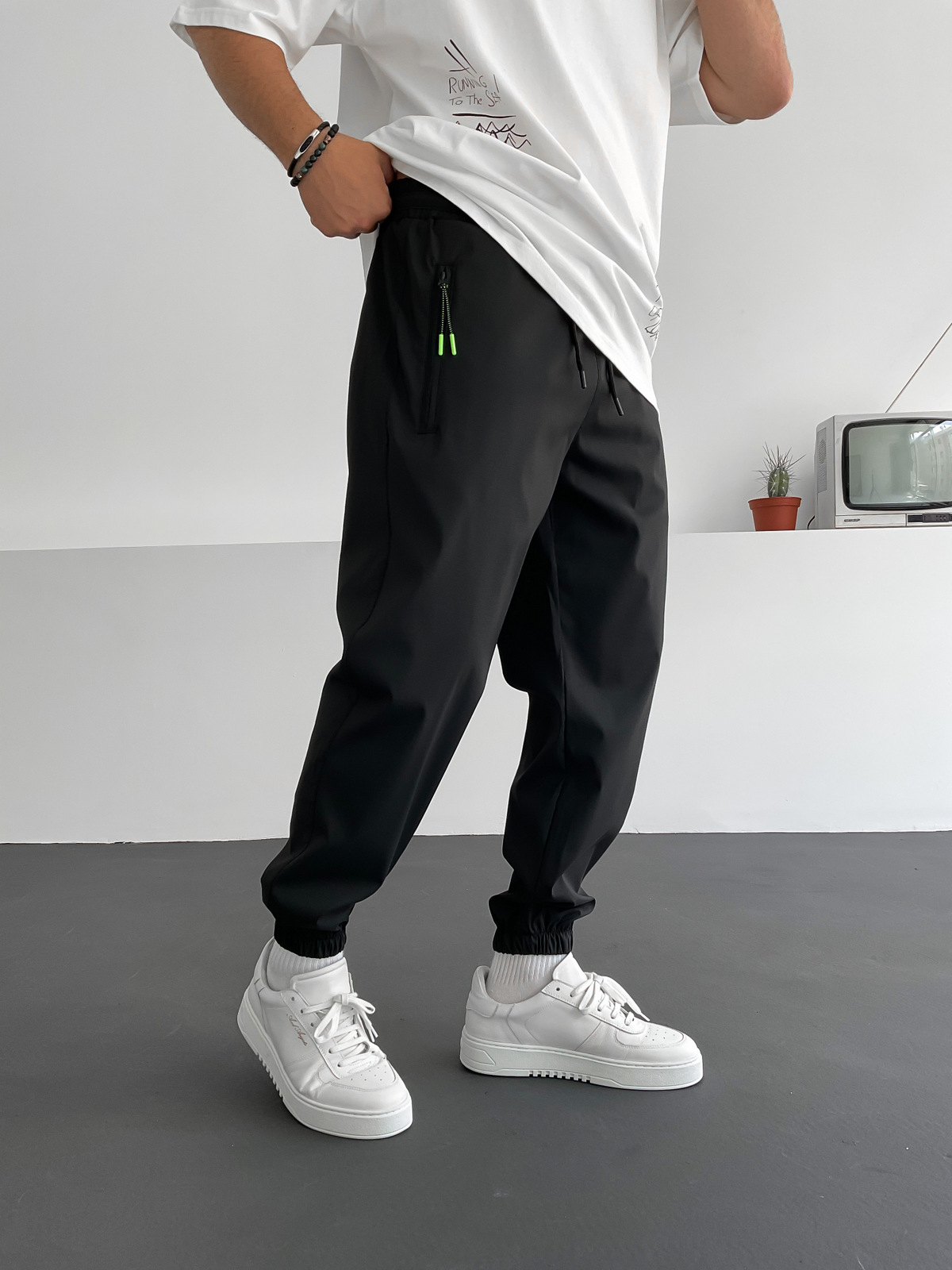 Siyah Fermuarlı Jogger C-3984-2