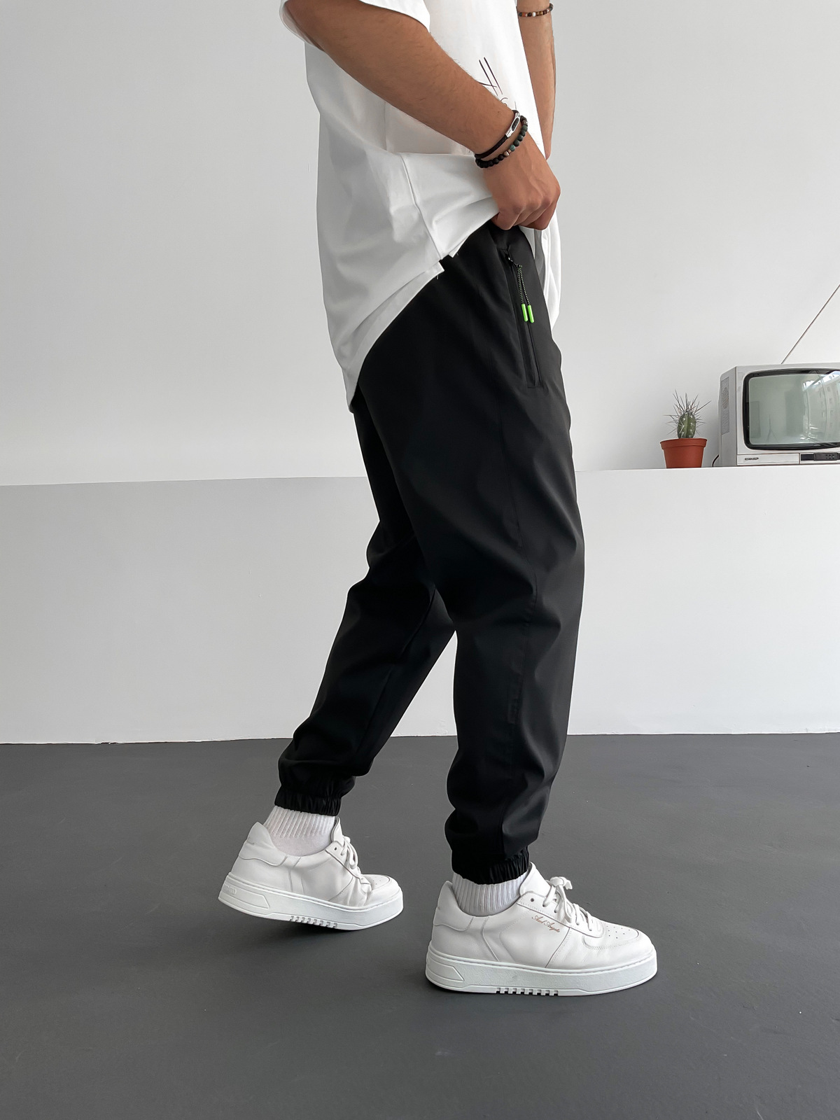 Siyah Fermuarlı Jogger C-3984-2