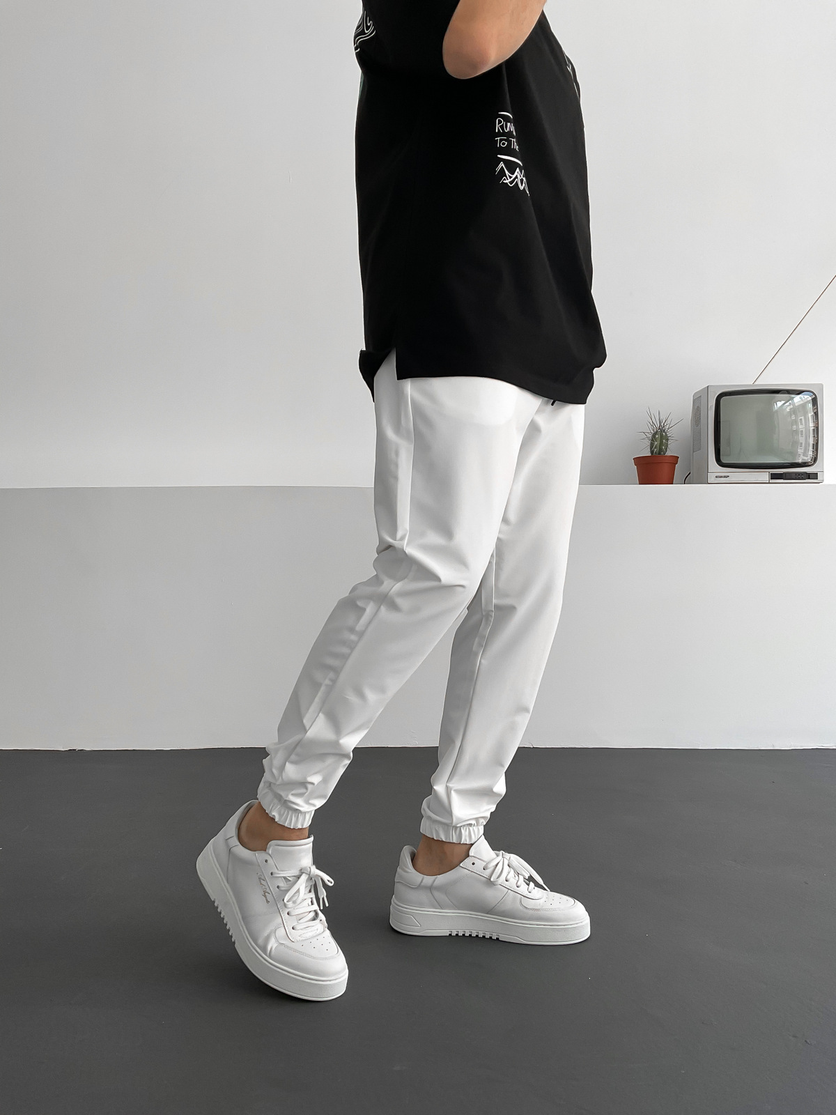 Beyaz Paraşüt Kumaş Basic Jogger B-3020