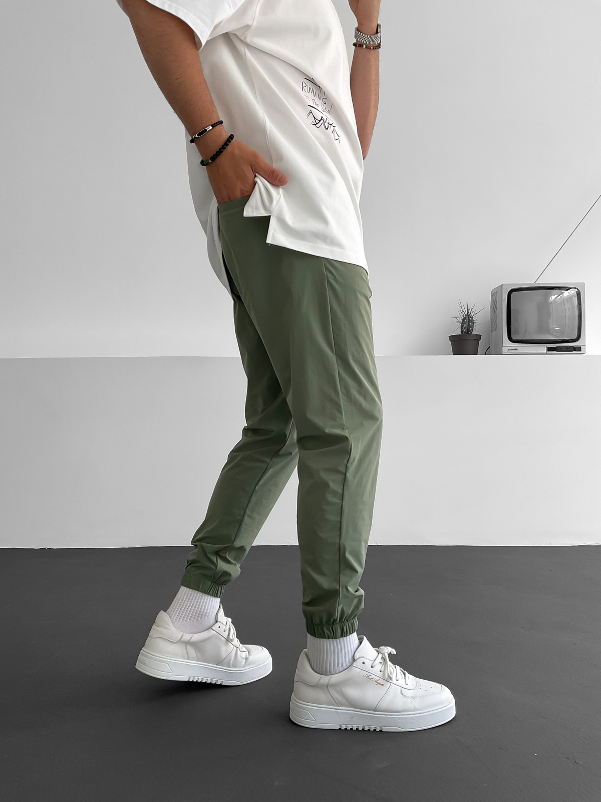 Haki Paraşüt Kumaş Basic Jogger B-3020