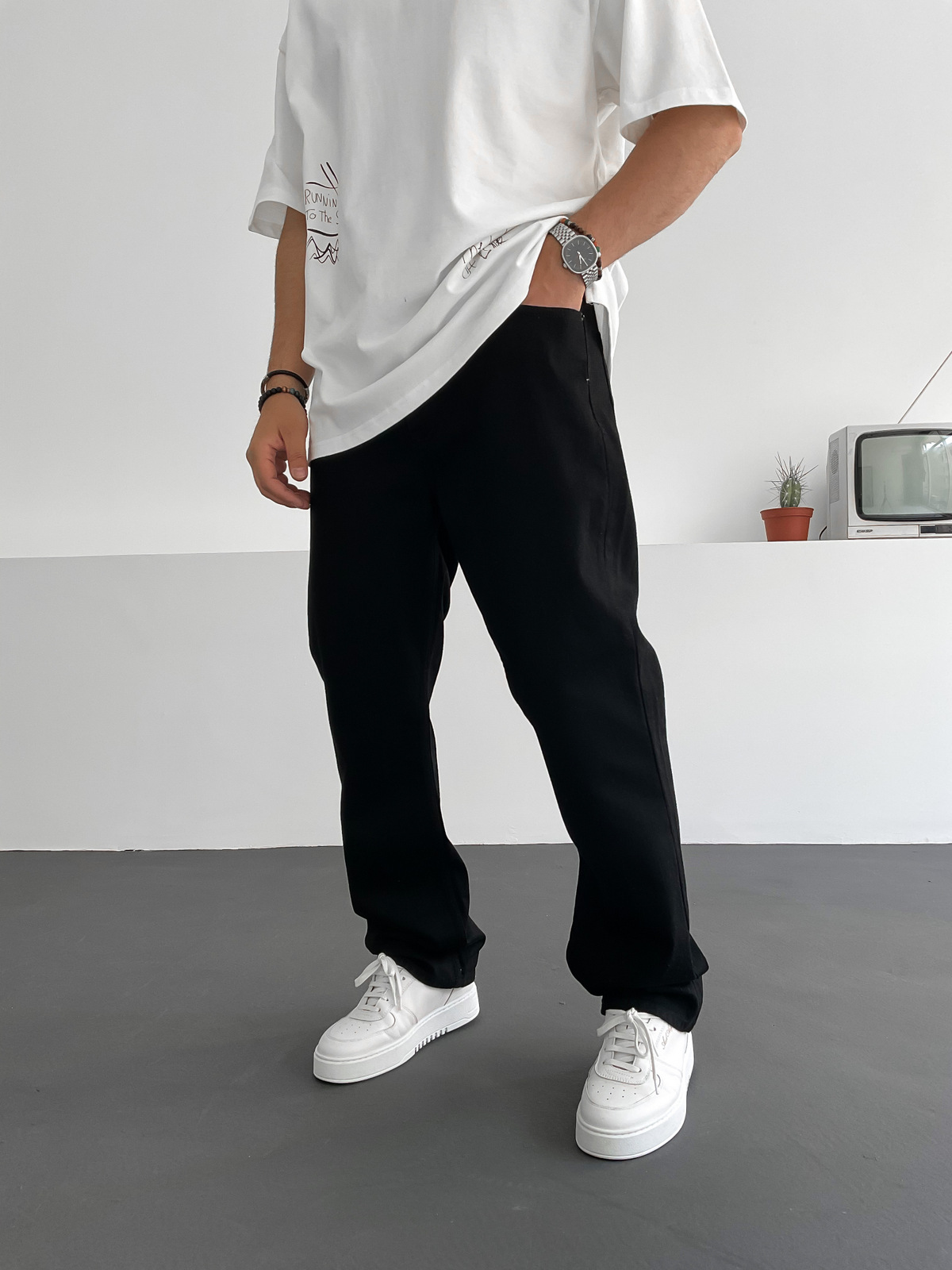 Siyah Boru Paça Pantolon D-6615