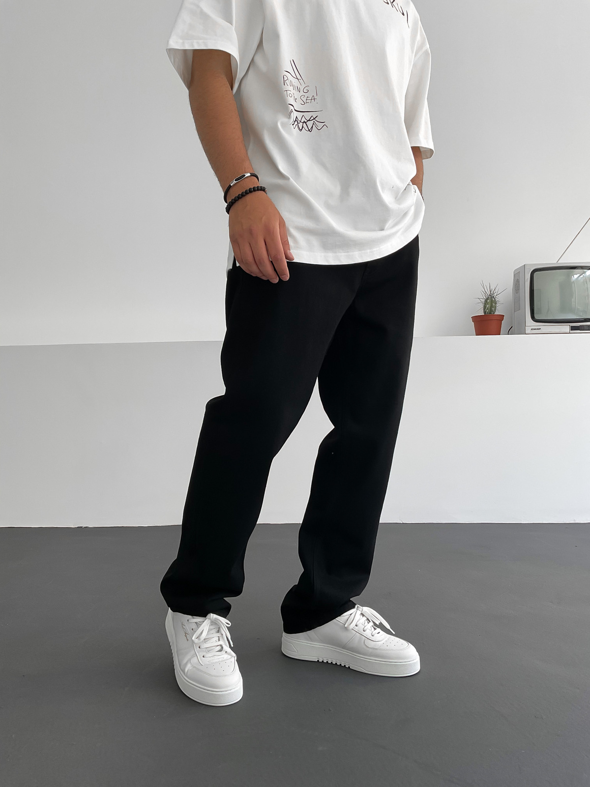 Siyah Boru Paça Pantolon D-6615