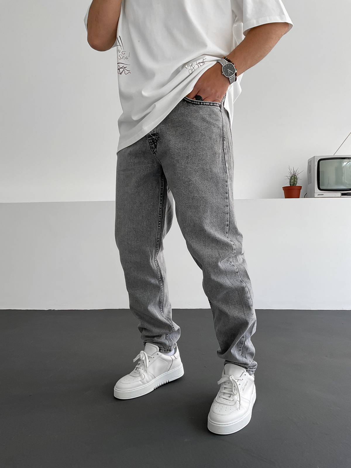 Gri Boru Paça Pantolon D-6309