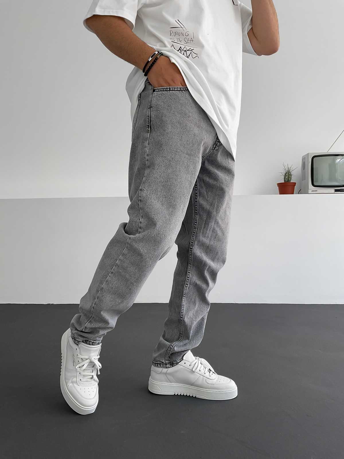 Gri Boru Paça Pantolon D-6309