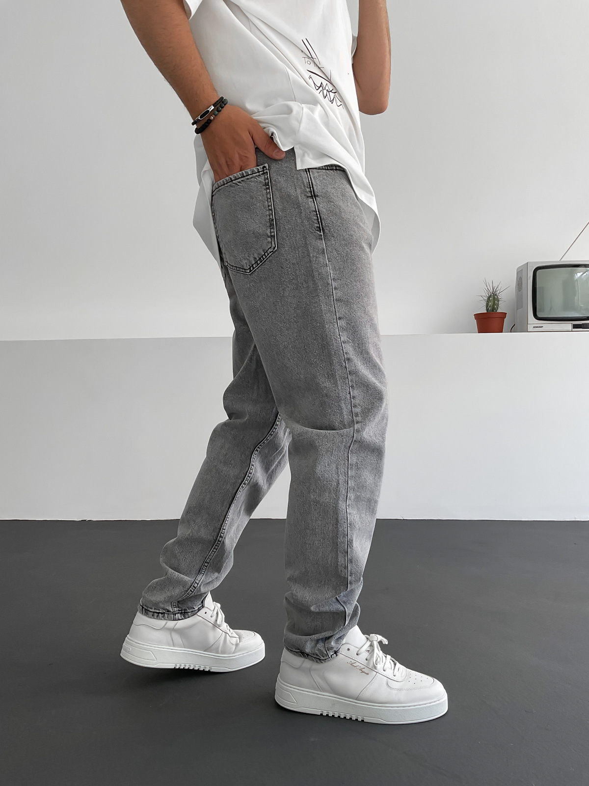 Gri Boru Paça Pantolon D-6309