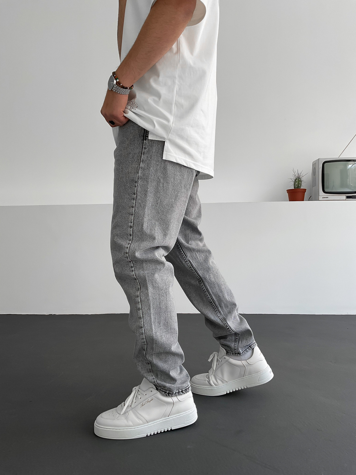 Gri Boru Paça Pantolon D-6309