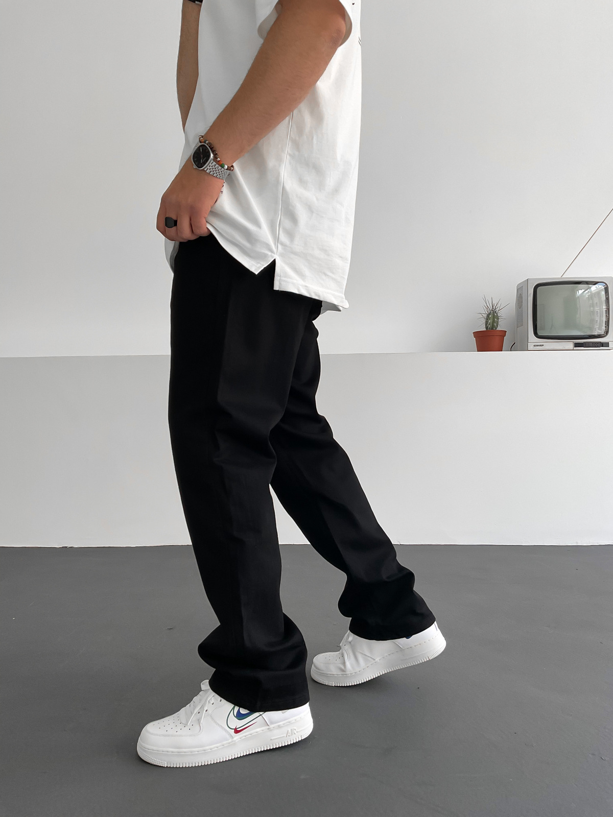 Siyah Boru Paça Pantolon C-6054