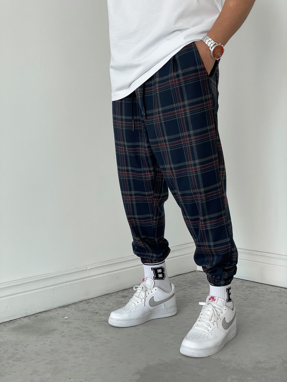 STD Lacivert Ekose Jogger D-5694