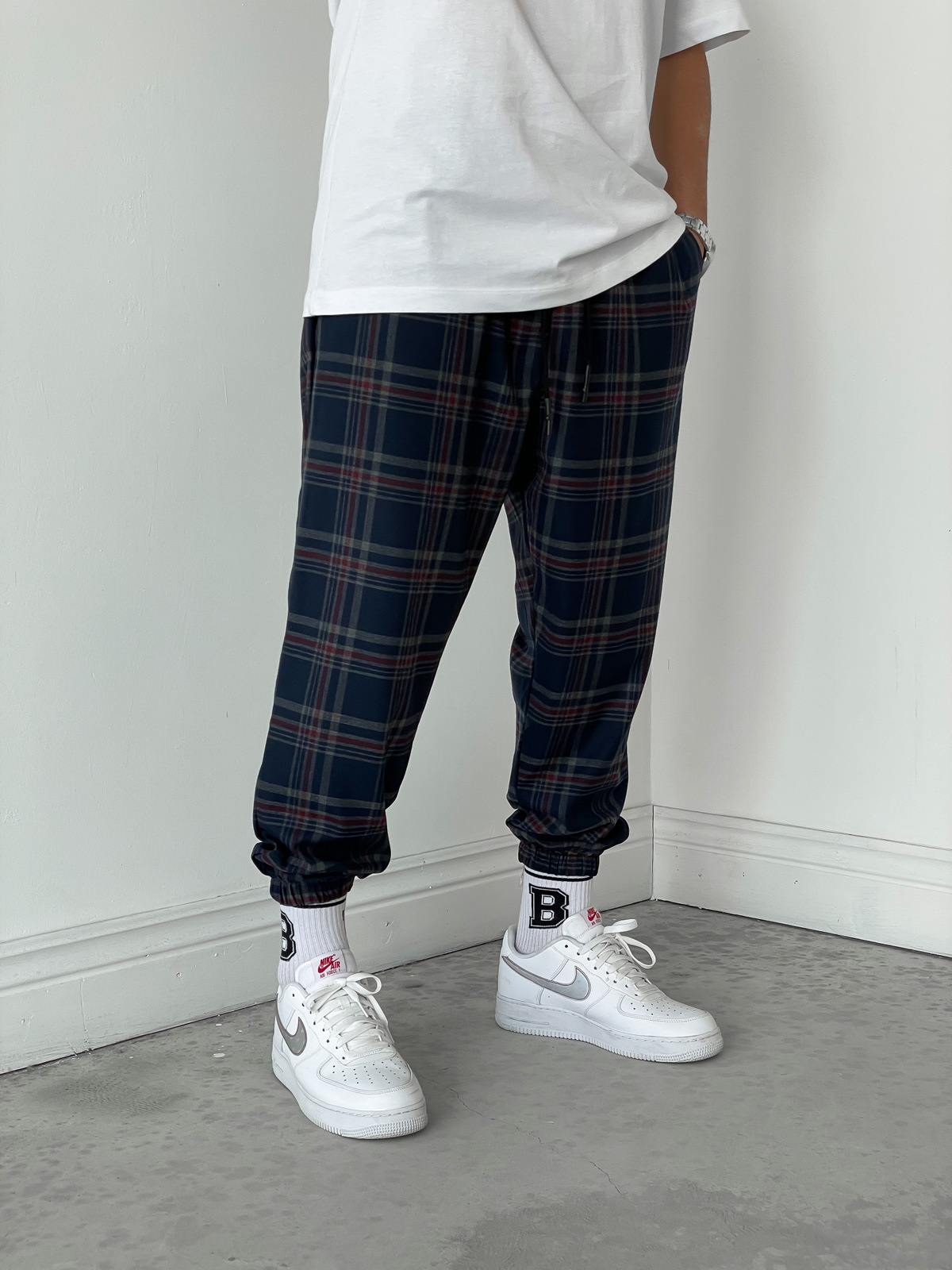 STD Lacivert Ekose Jogger D-5694