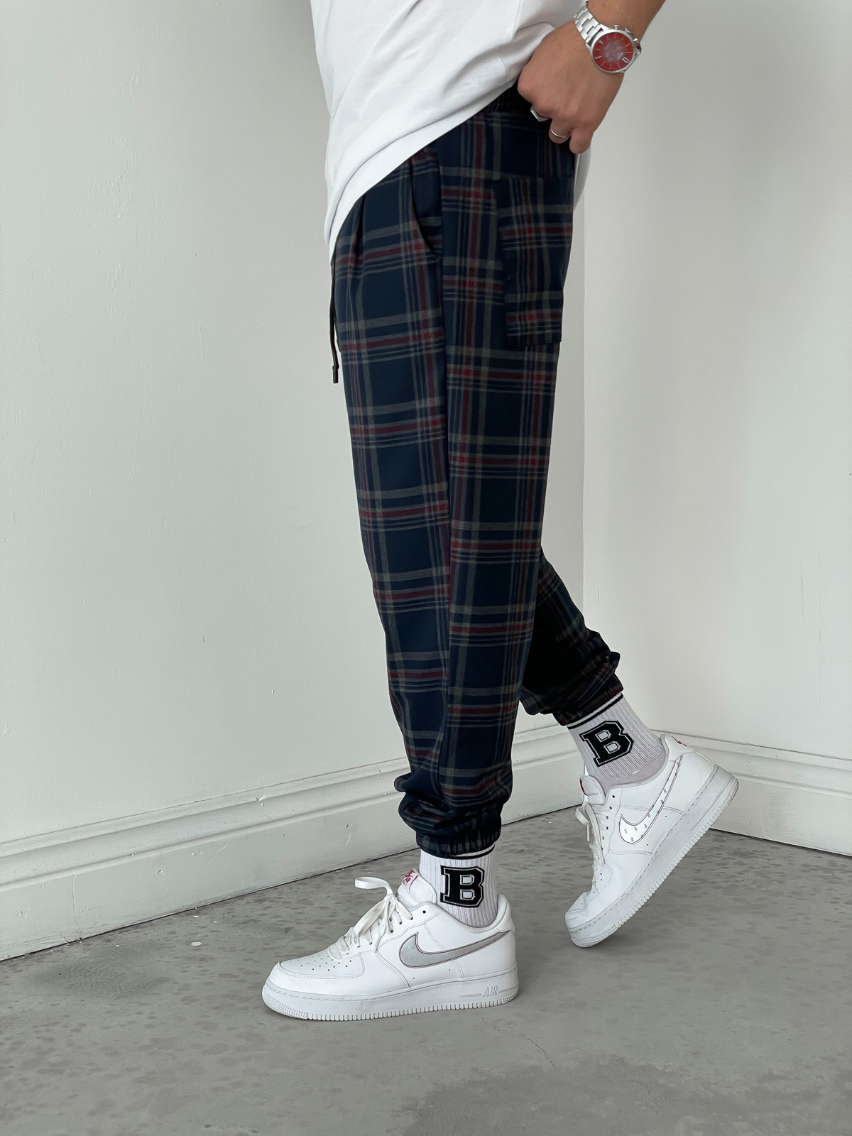 STD Lacivert Ekose Jogger D-5694
