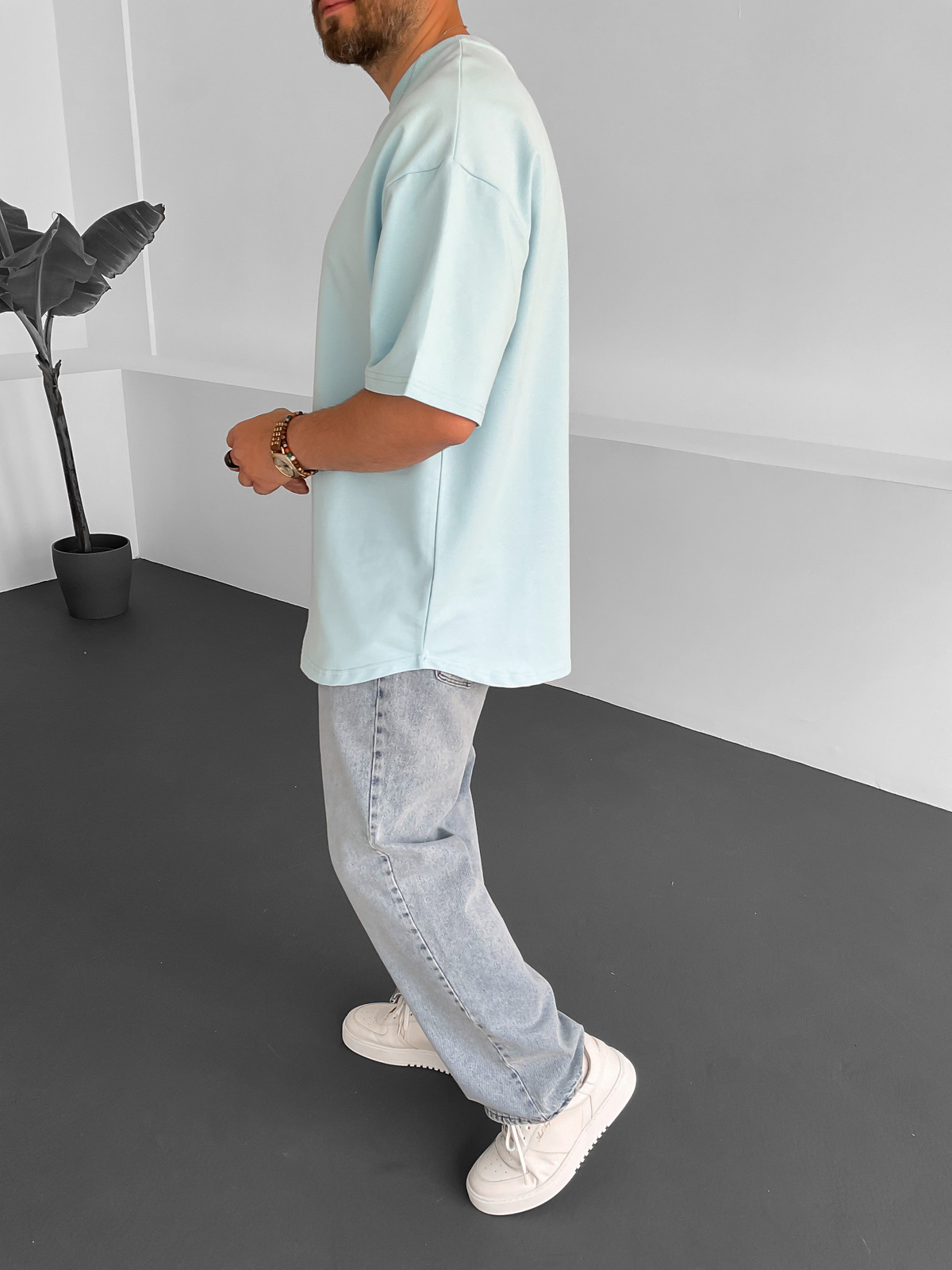 Açık Mavi İki İplik Basic T-Shirt BY-1208/363