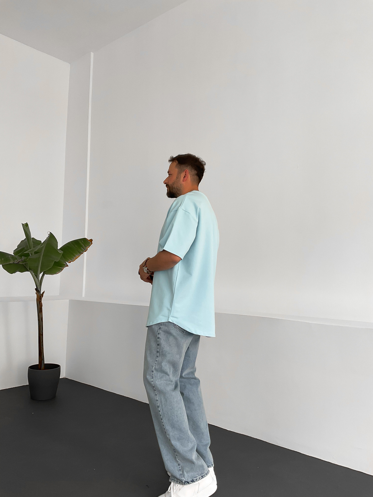 Açık Mavi İki İplik Basic T-Shirt BY-1208/363