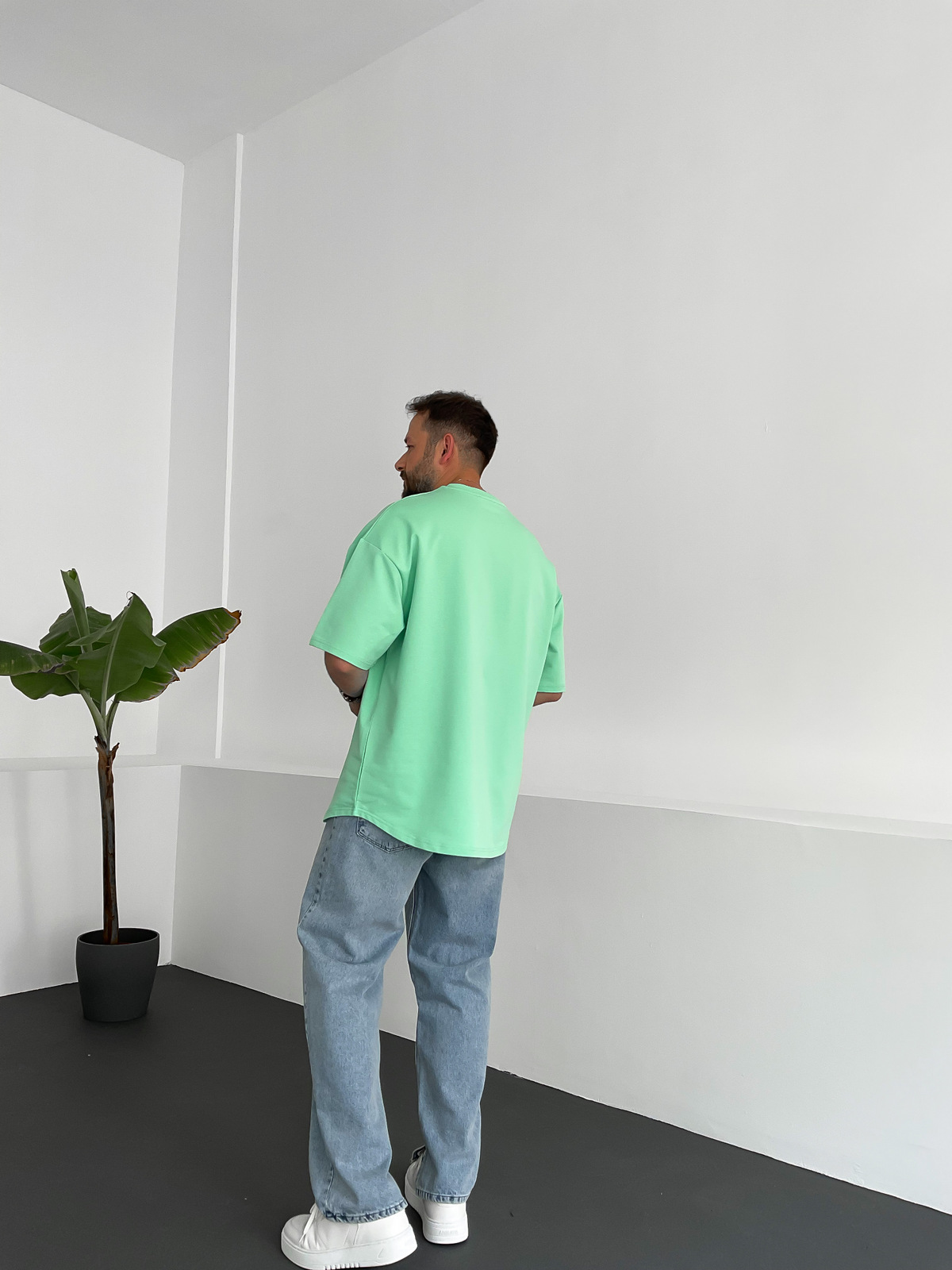 Mint Yeşili İki İplik Basic T-Shirt BY-1208/363