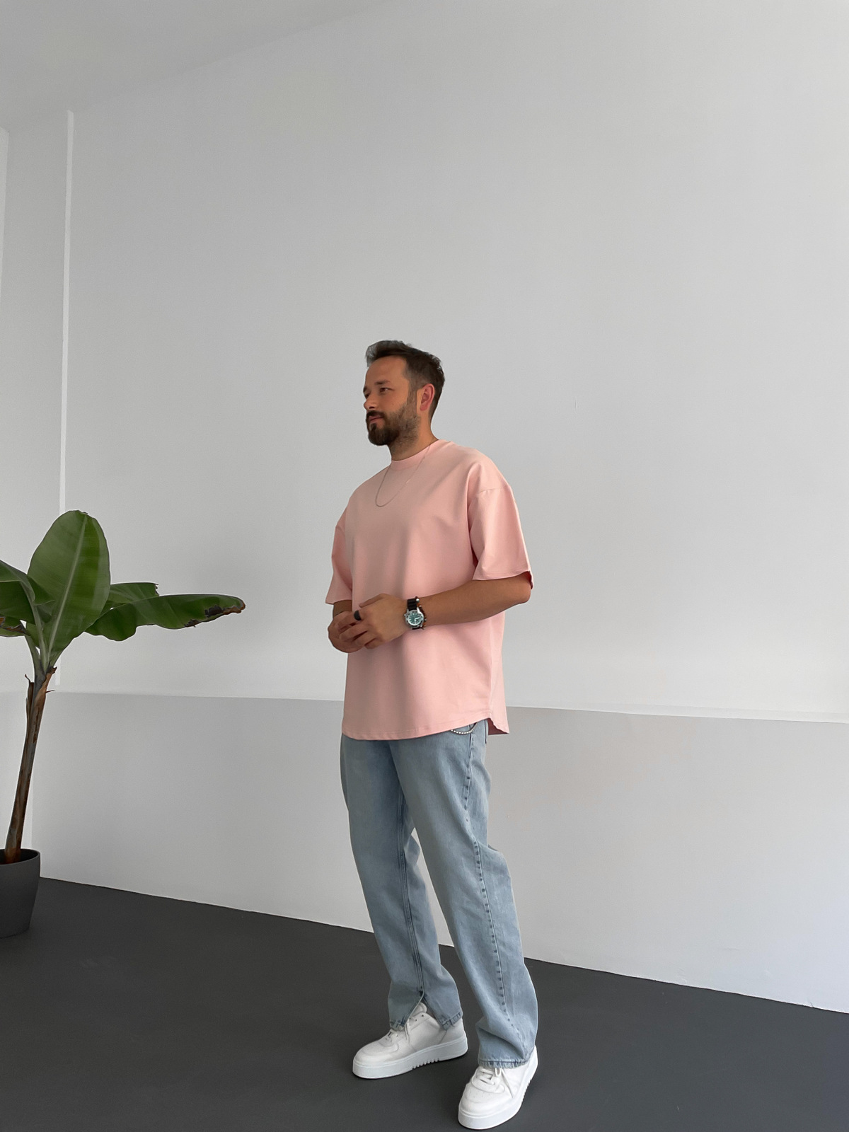 Pudra İki İplik Basic T-Shirt BY-1208/363