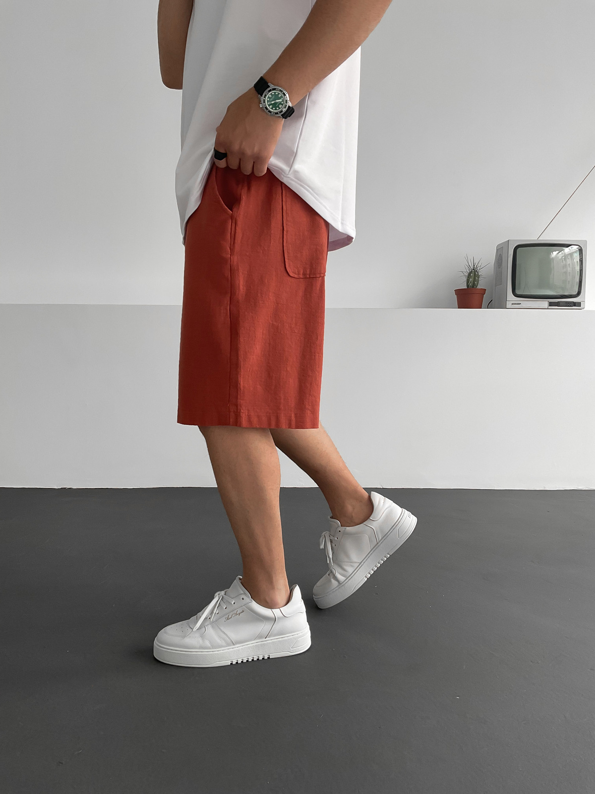 Kiremit Basic Keten Şort C-5186
