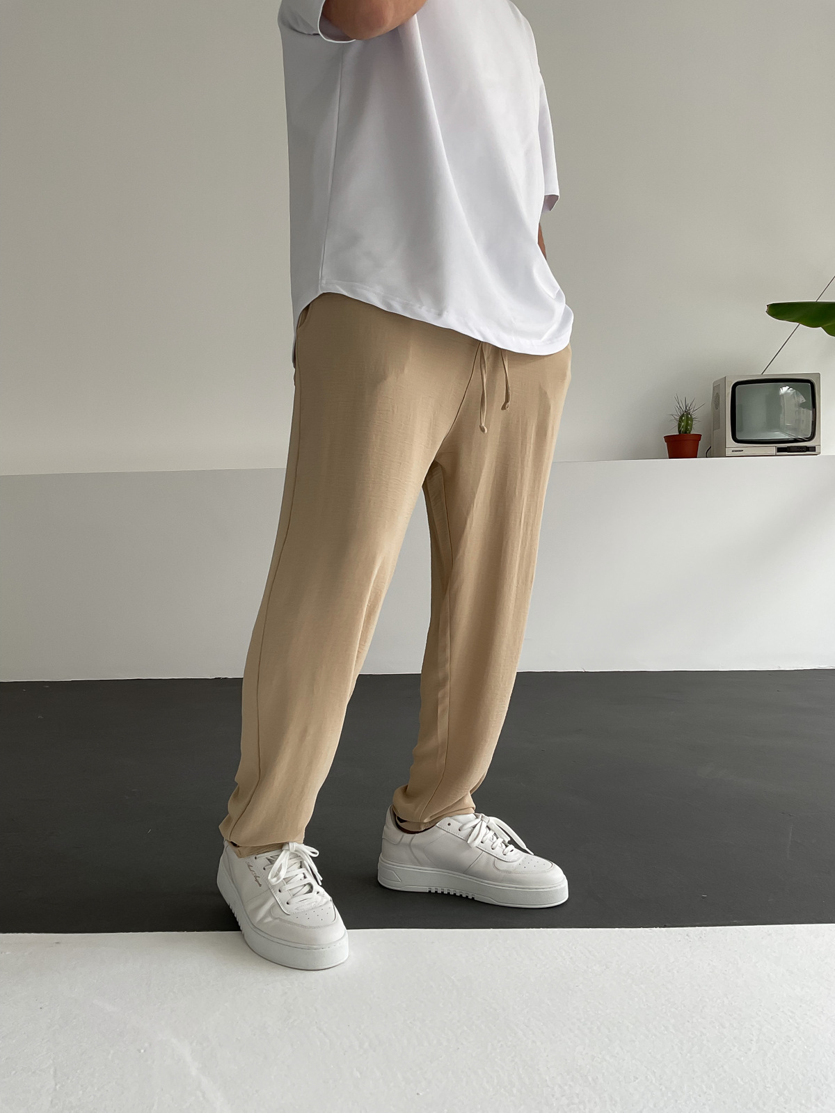 Krem Krep Kumaş Pantolon V-22-339