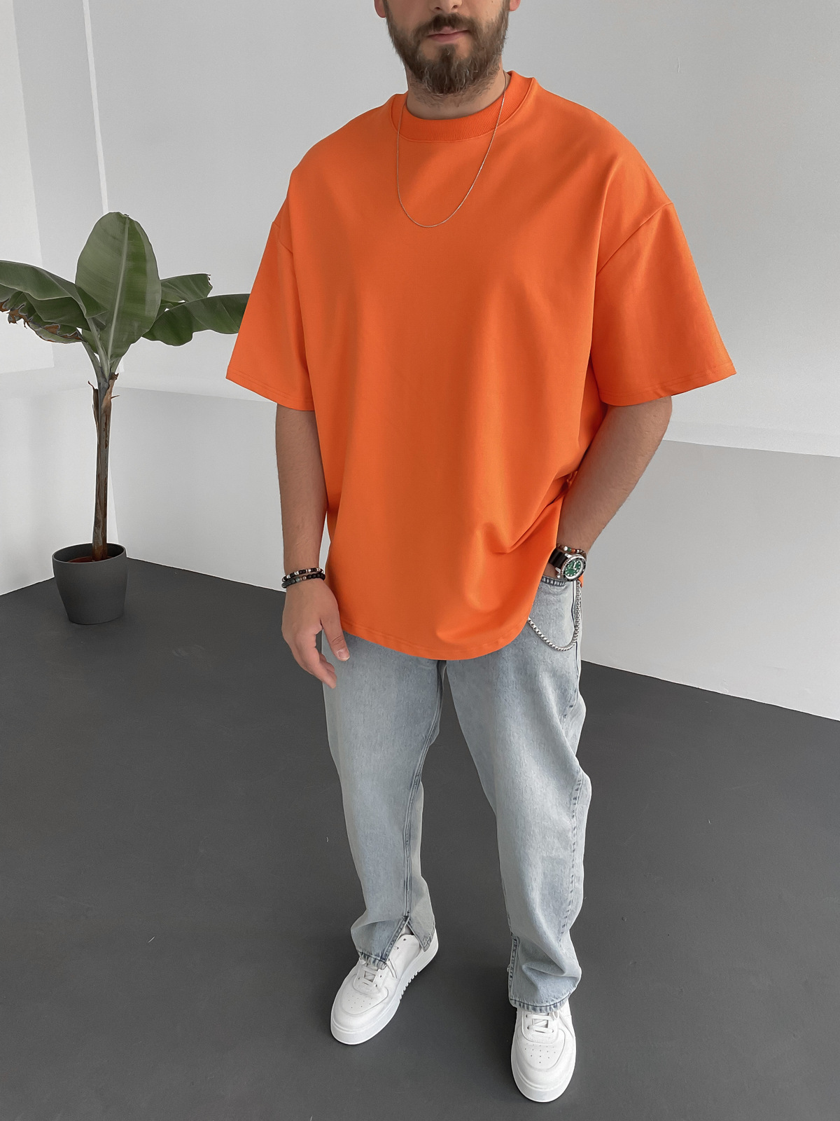 Turuncu İki İplik Basic T-Shirt BY-1208/363