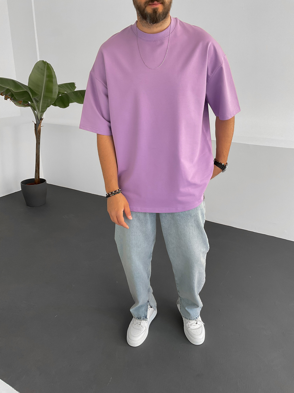 Mor İki İplik Basic T-Shirt BY-1208/363