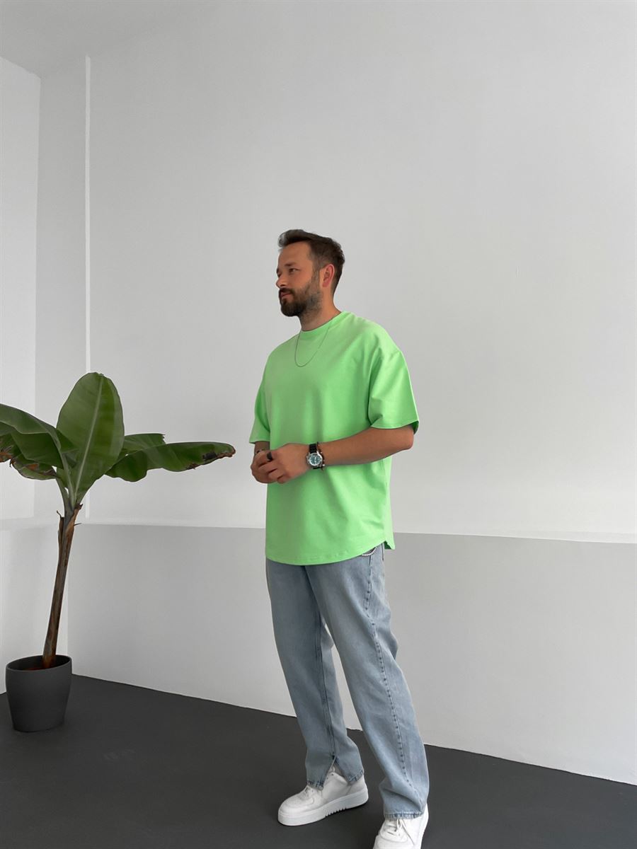 Fıstık Yeşili İki İplik Basic T-Shirt BY-1208