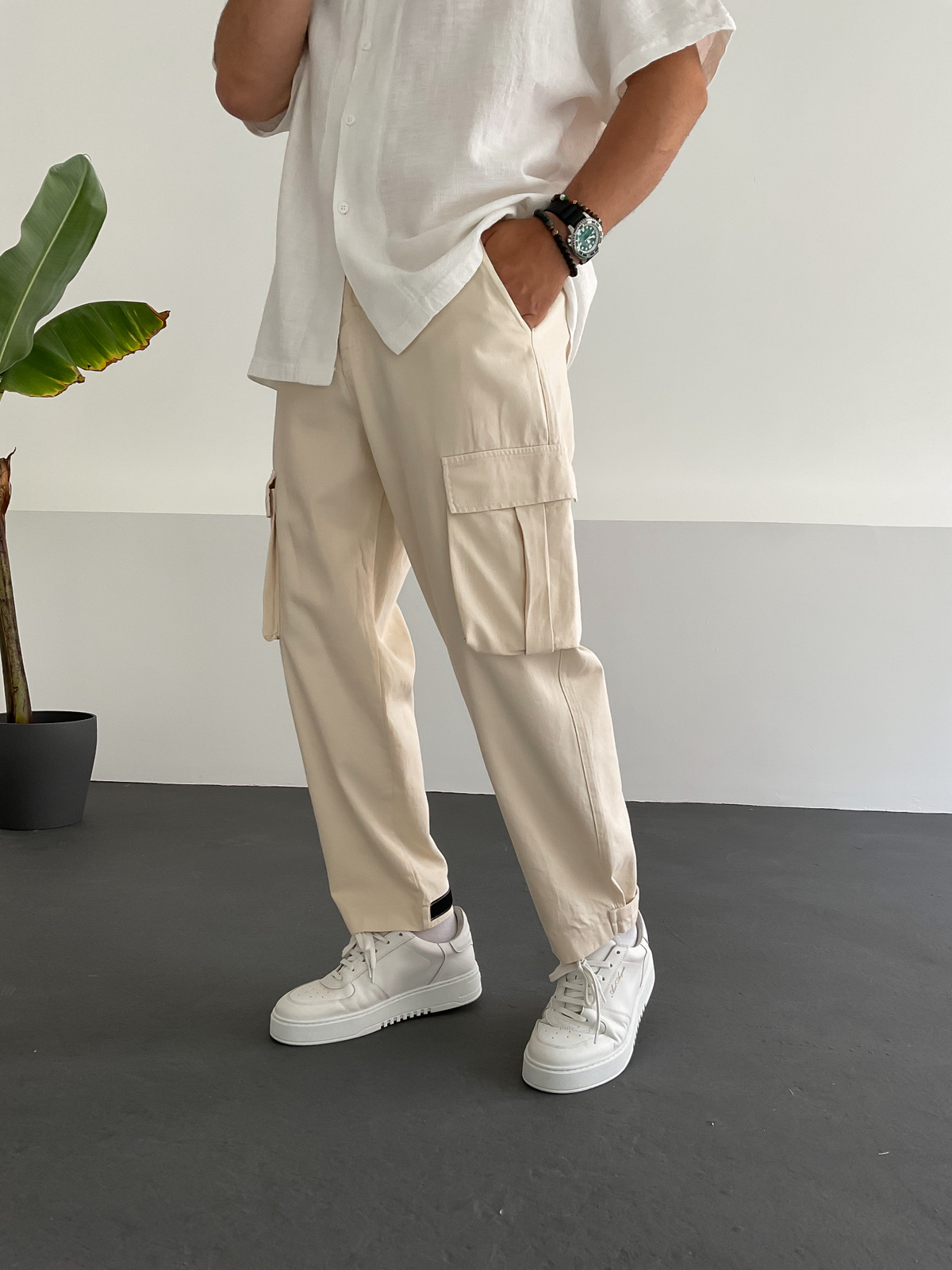 Bej Paça Detaylı Kargo Pantolon C-6069