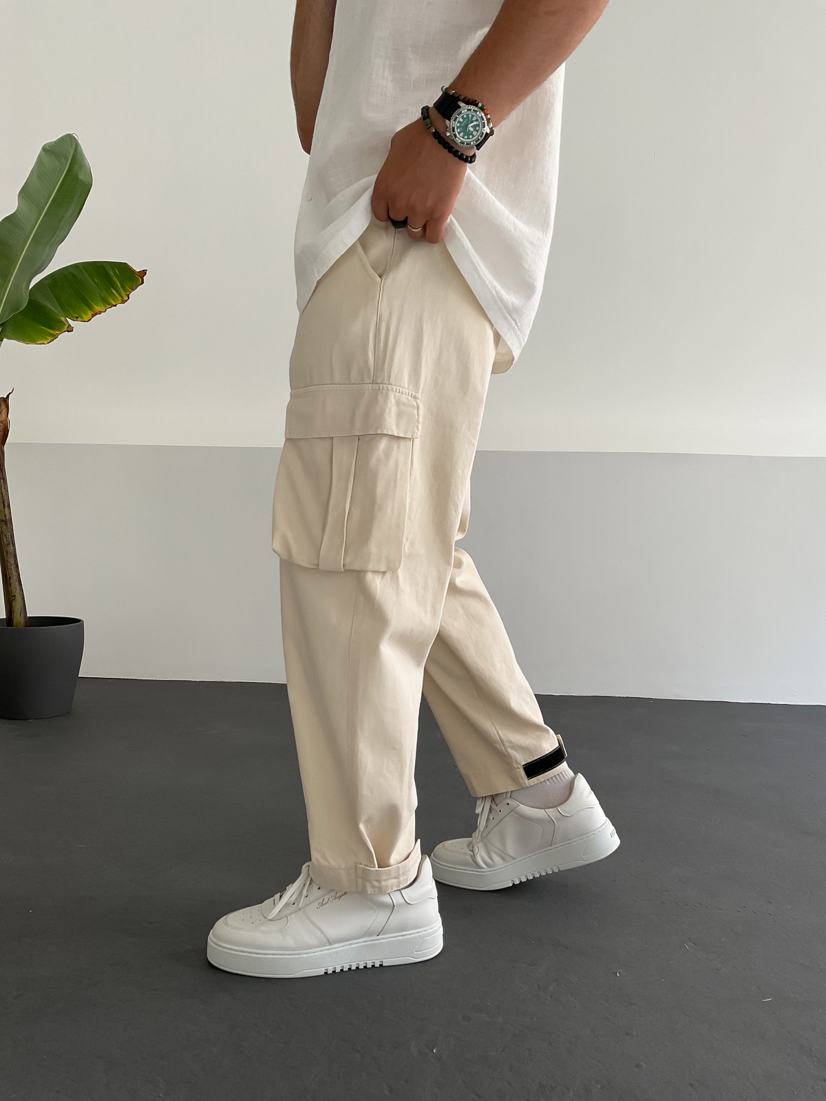 Bej Paça Detaylı Kargo Pantolon C-6069