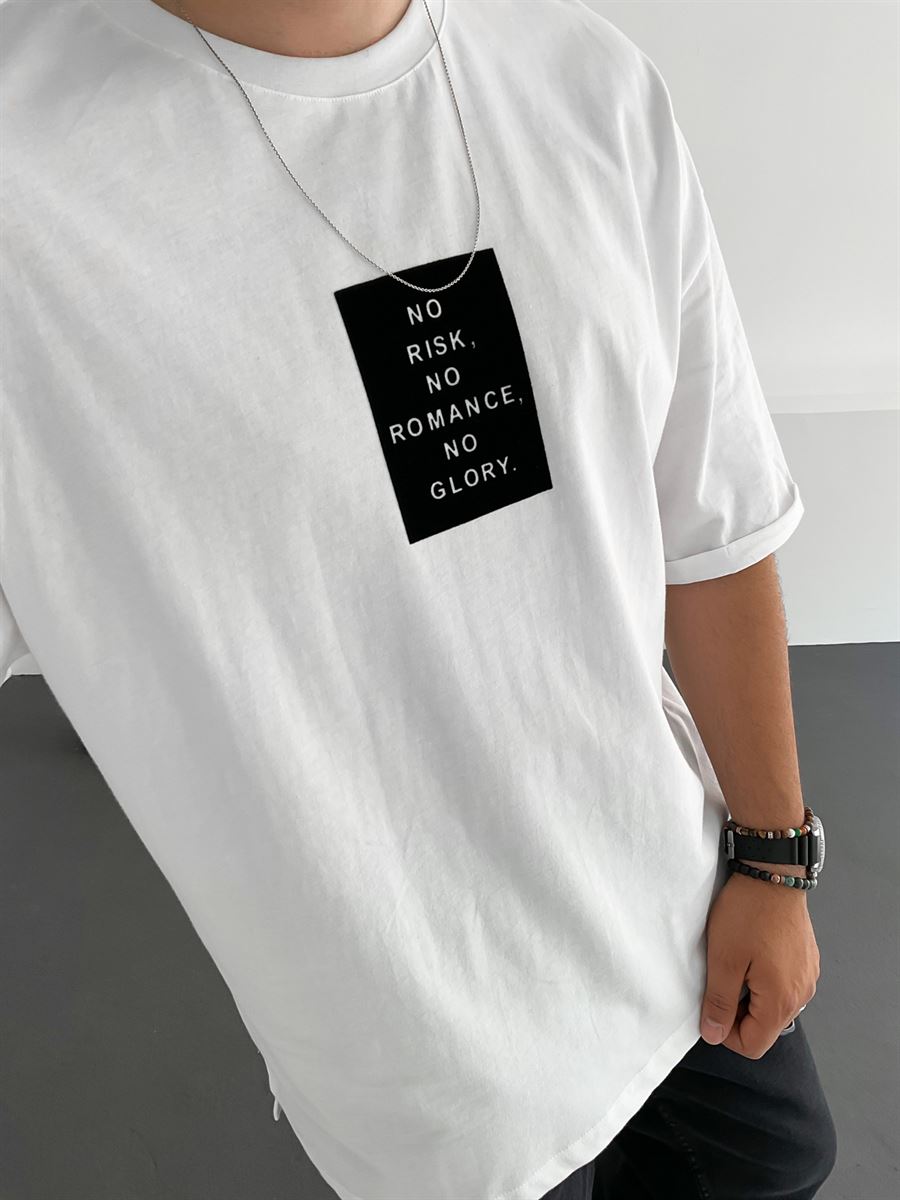 Beyaz No Risk Kabartmalı T-Shirt C-731