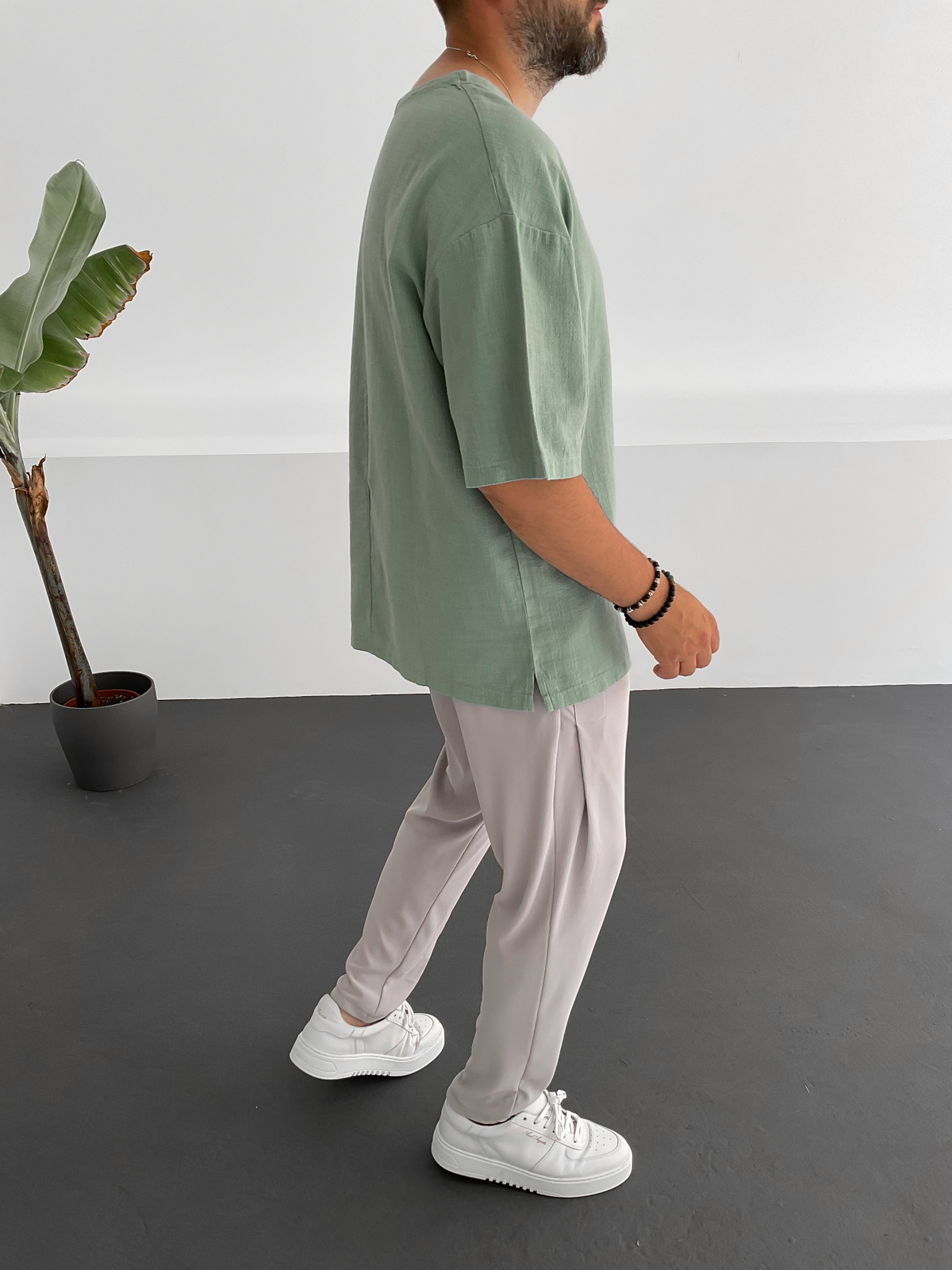 Yeşil Keten T-Shirt C-1530