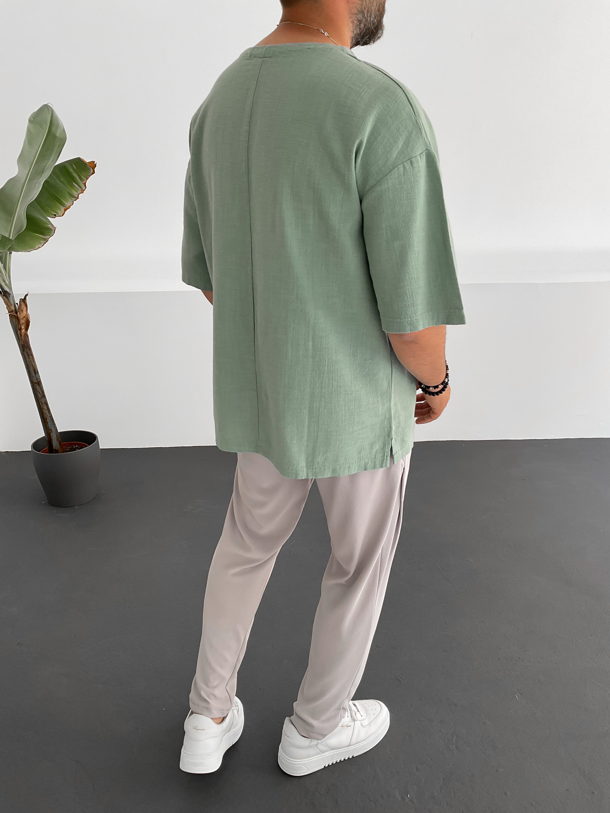 Yeşil Keten T-Shirt C-1530