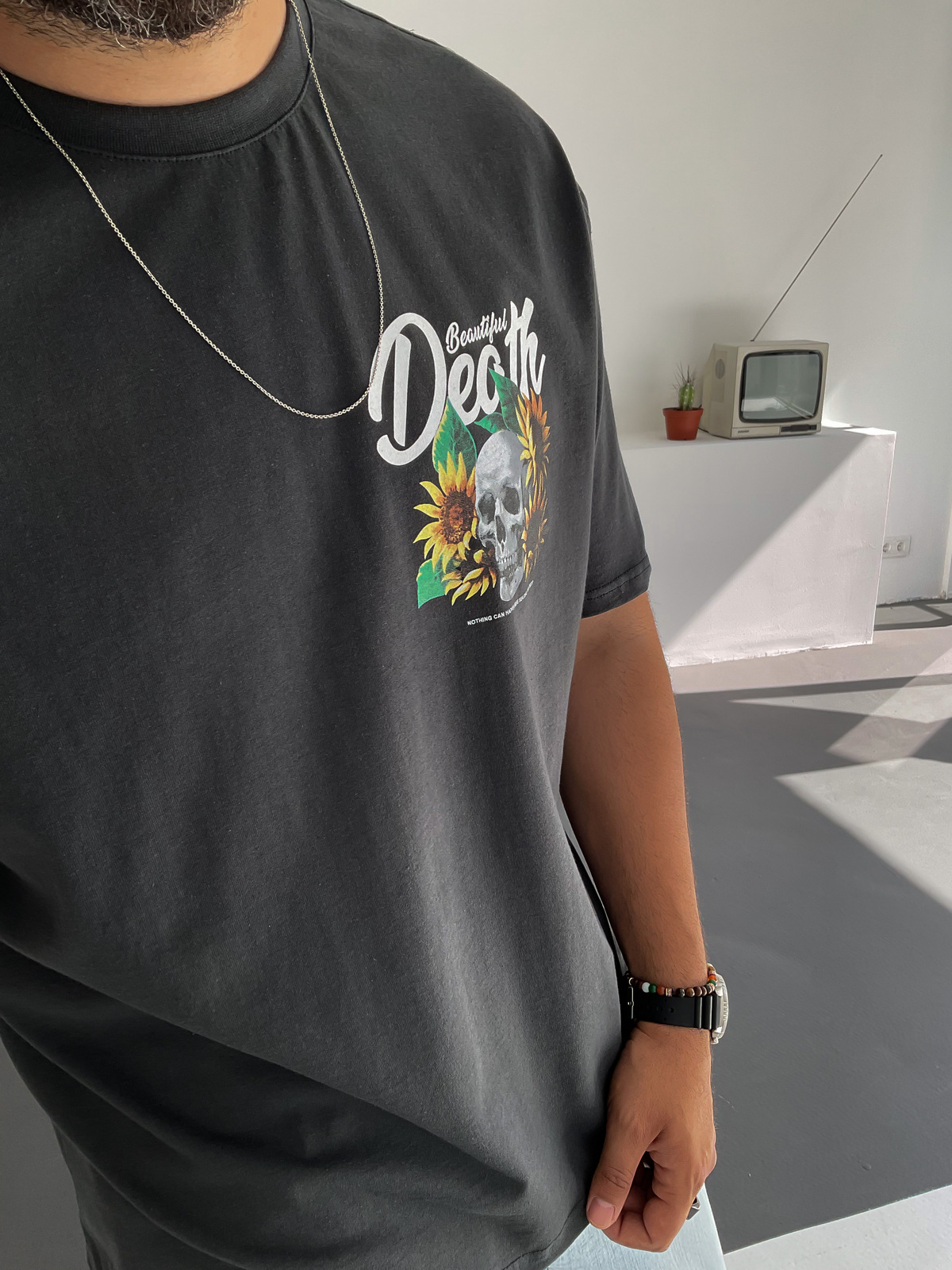 Antrasit Death Baskılı T-Shirt C-823
