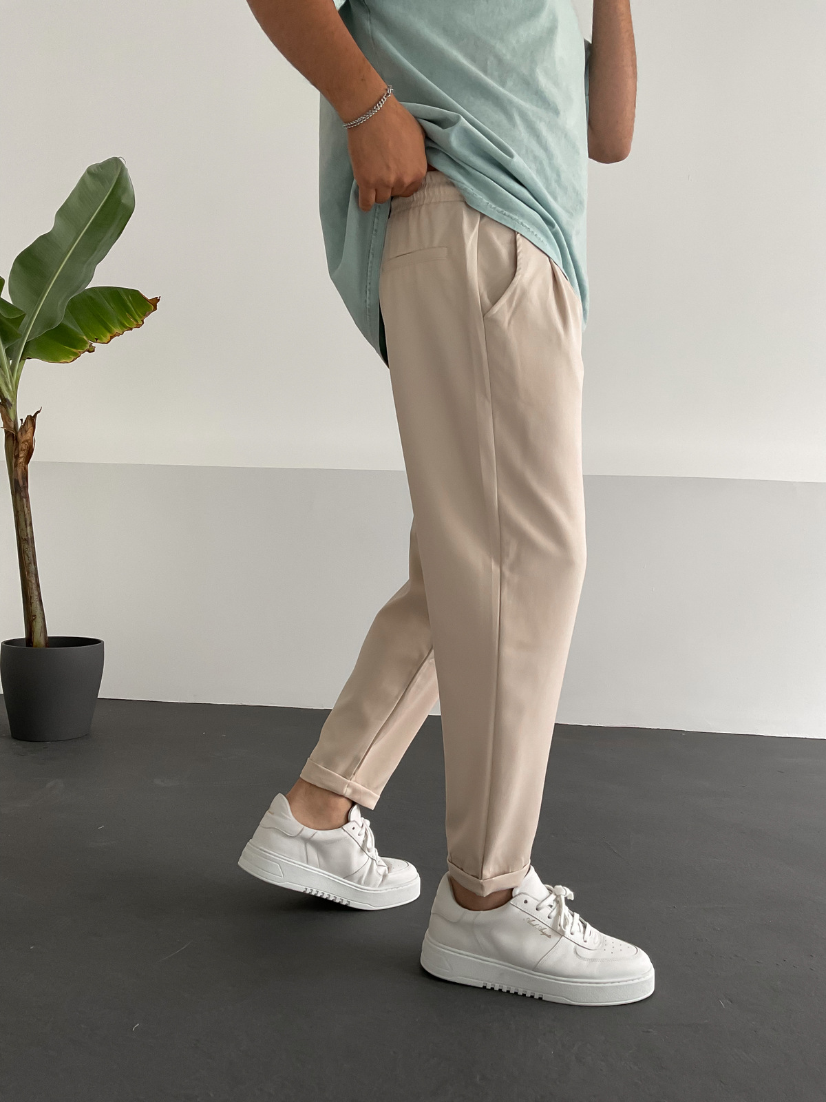 Bej Rahat Kesim Zincirli Pantolon DP-085/0014