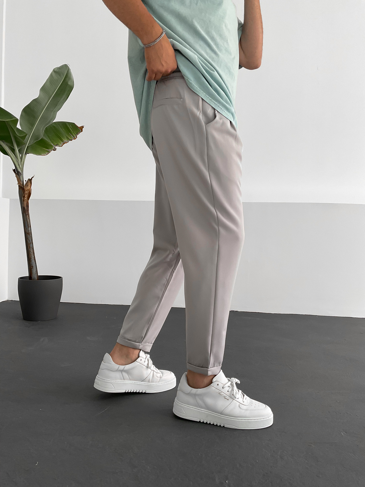 Gri Rahat Kesim Zincirli Pantolon DP-085/0014