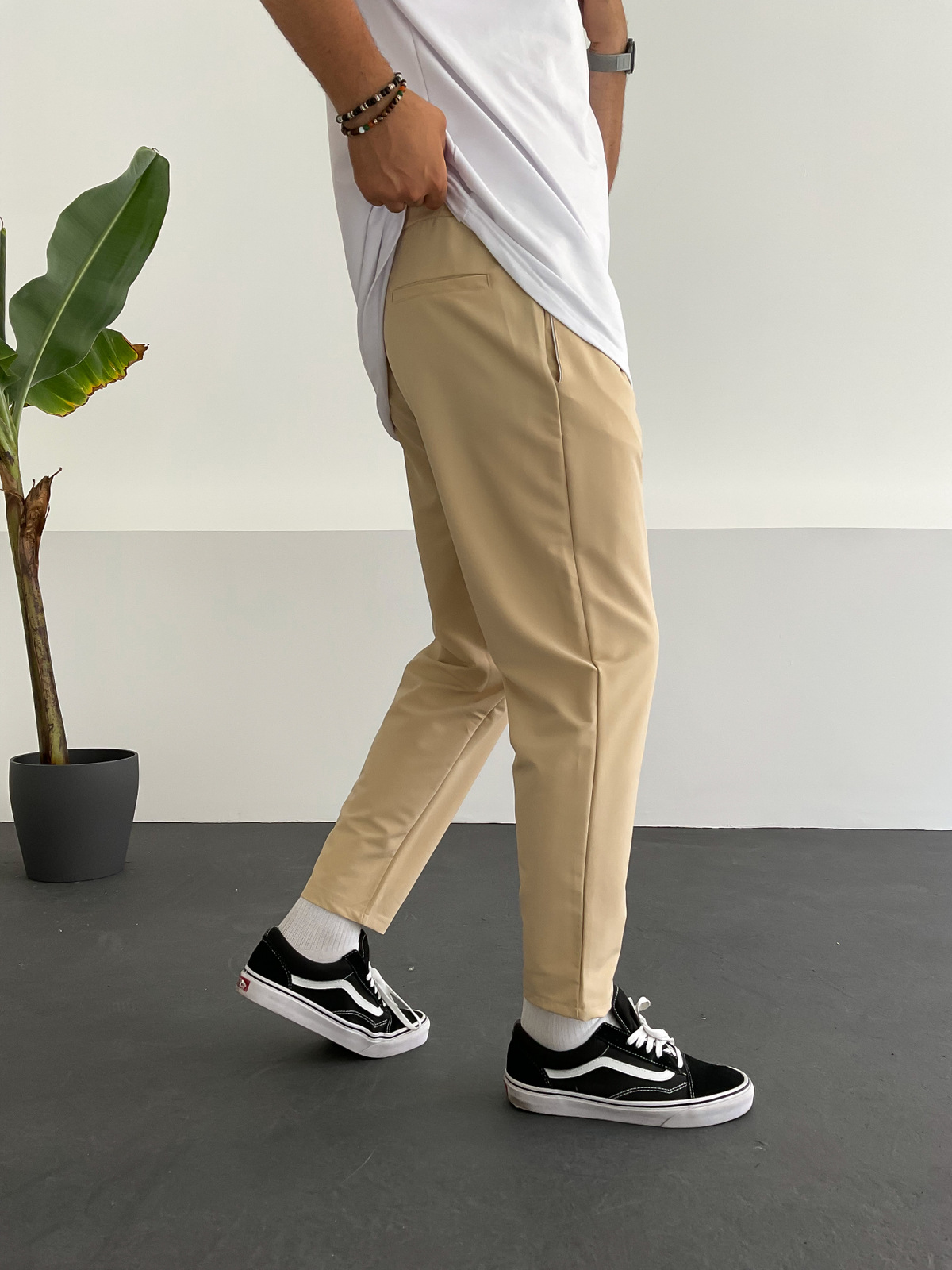 Bej Basic Paraşüt Kumaş Pantolon DP-084