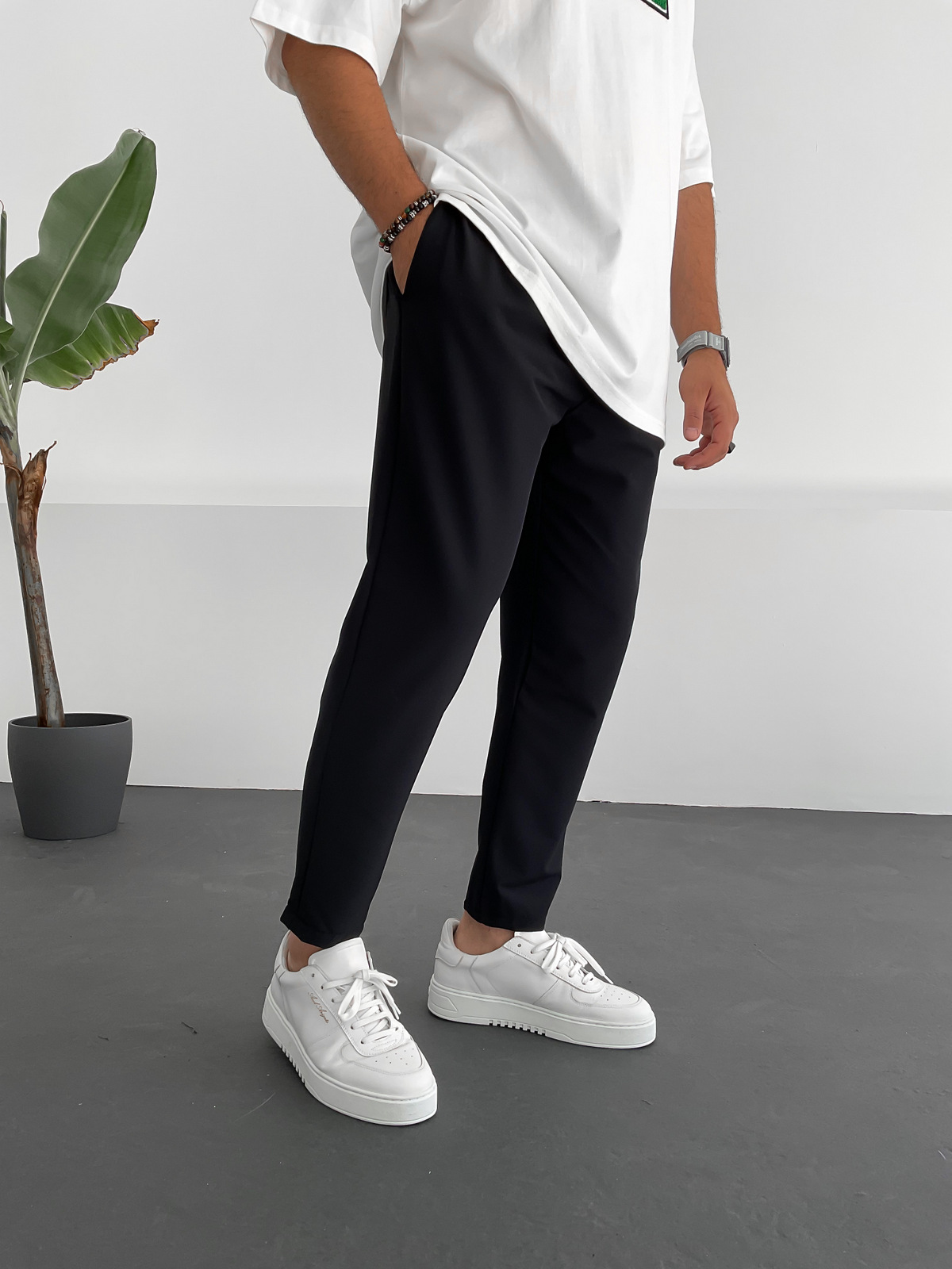Siyah Basic Paraşüt Kumaş Pantolon DP-084