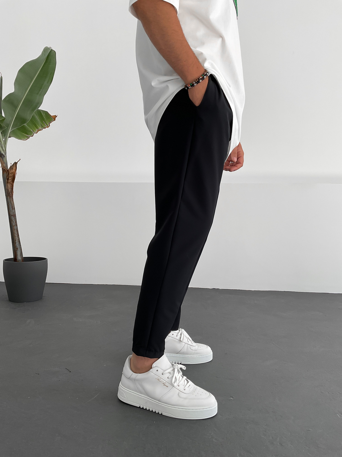 Siyah Basic Paraşüt Kumaş Pantolon DP-084