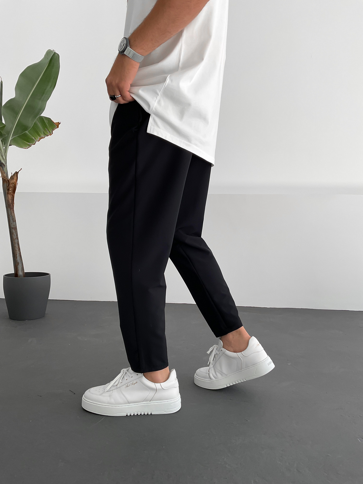 Siyah Basic Paraşüt Kumaş Pantolon DP-084