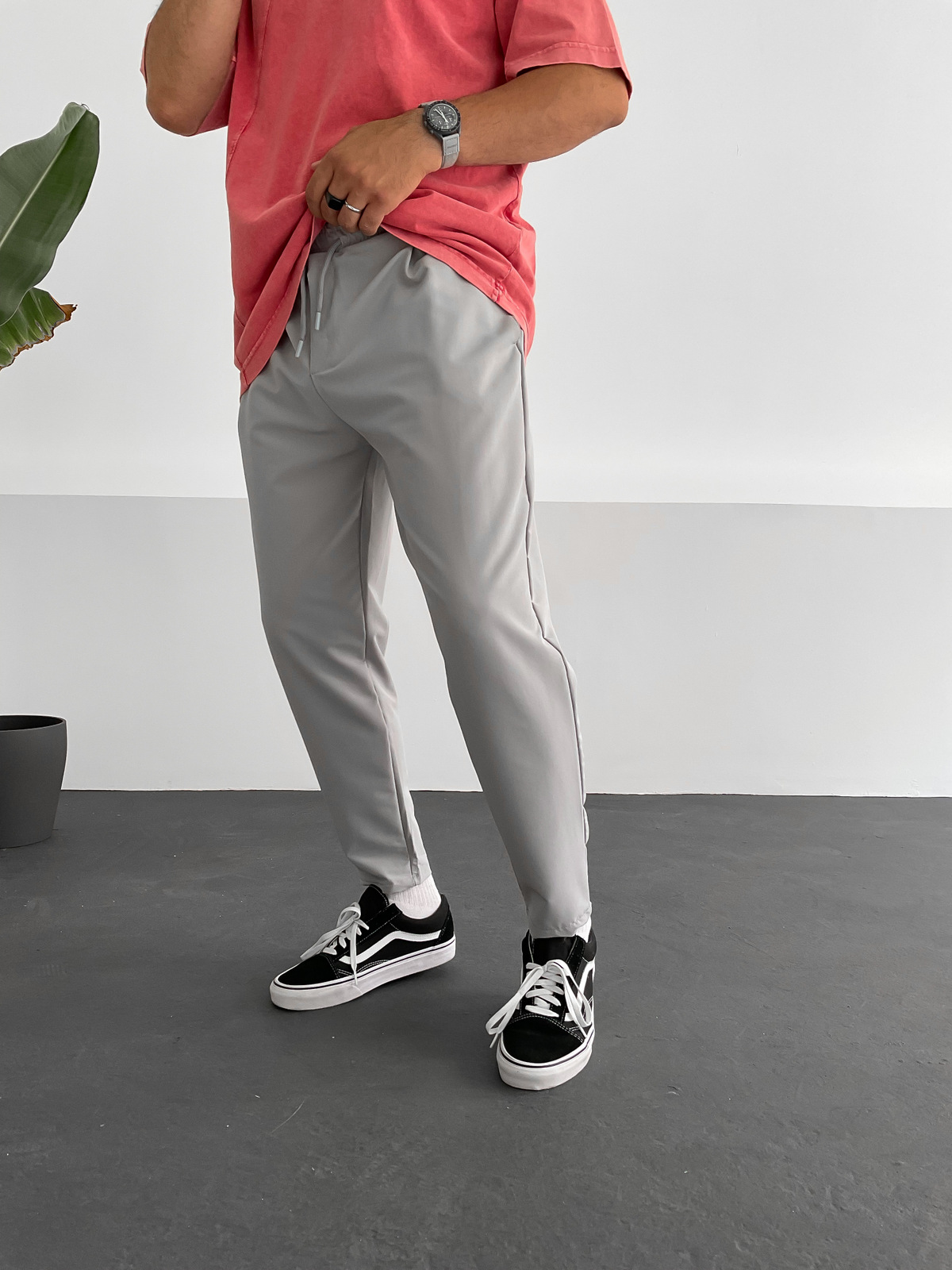 Gri Basic Paraşüt Kumaş Pantolon DP-084