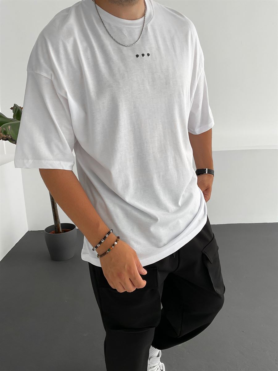 Beyaz Horoz Baskılı T-Shirt B-1181
