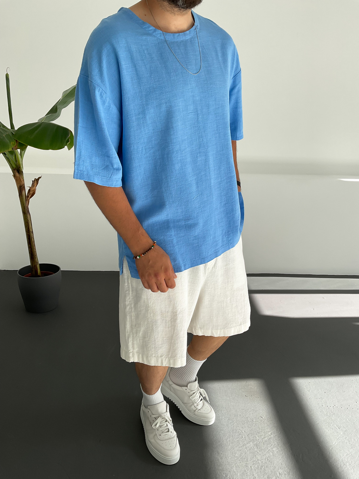 Mavi Keten T-Shirt C-1530