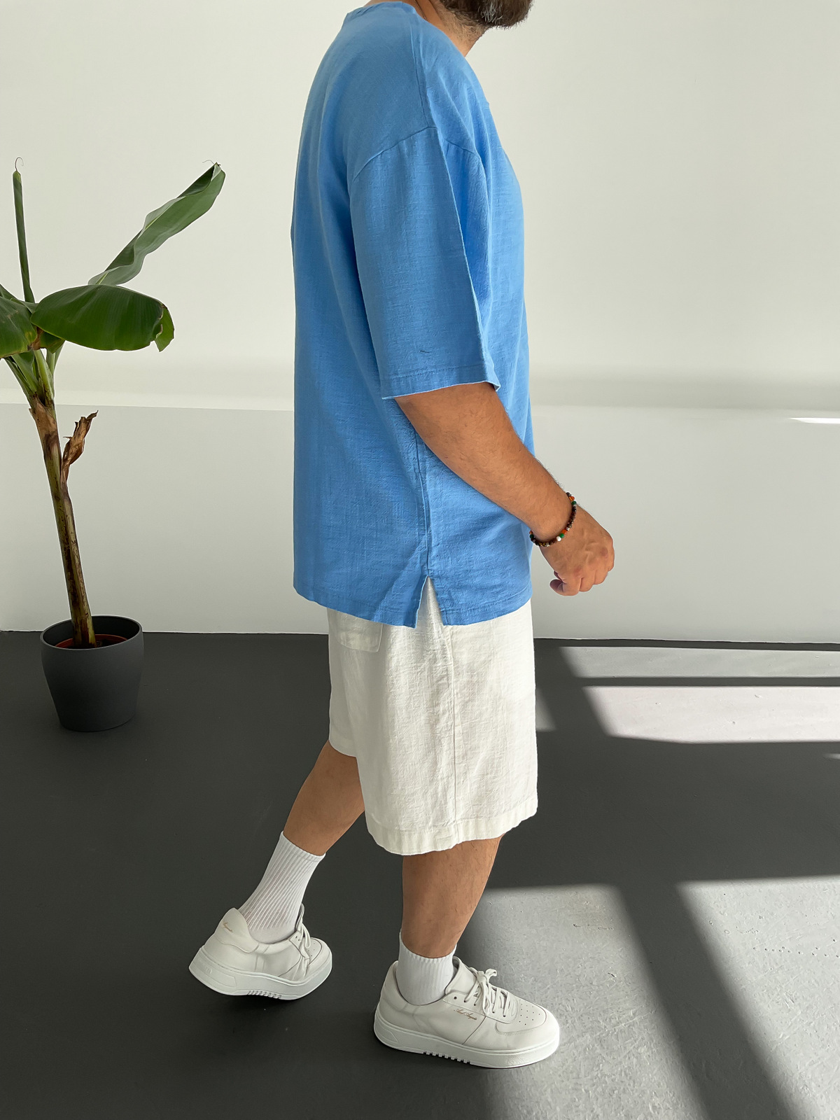 Mavi Keten T-Shirt C-1530