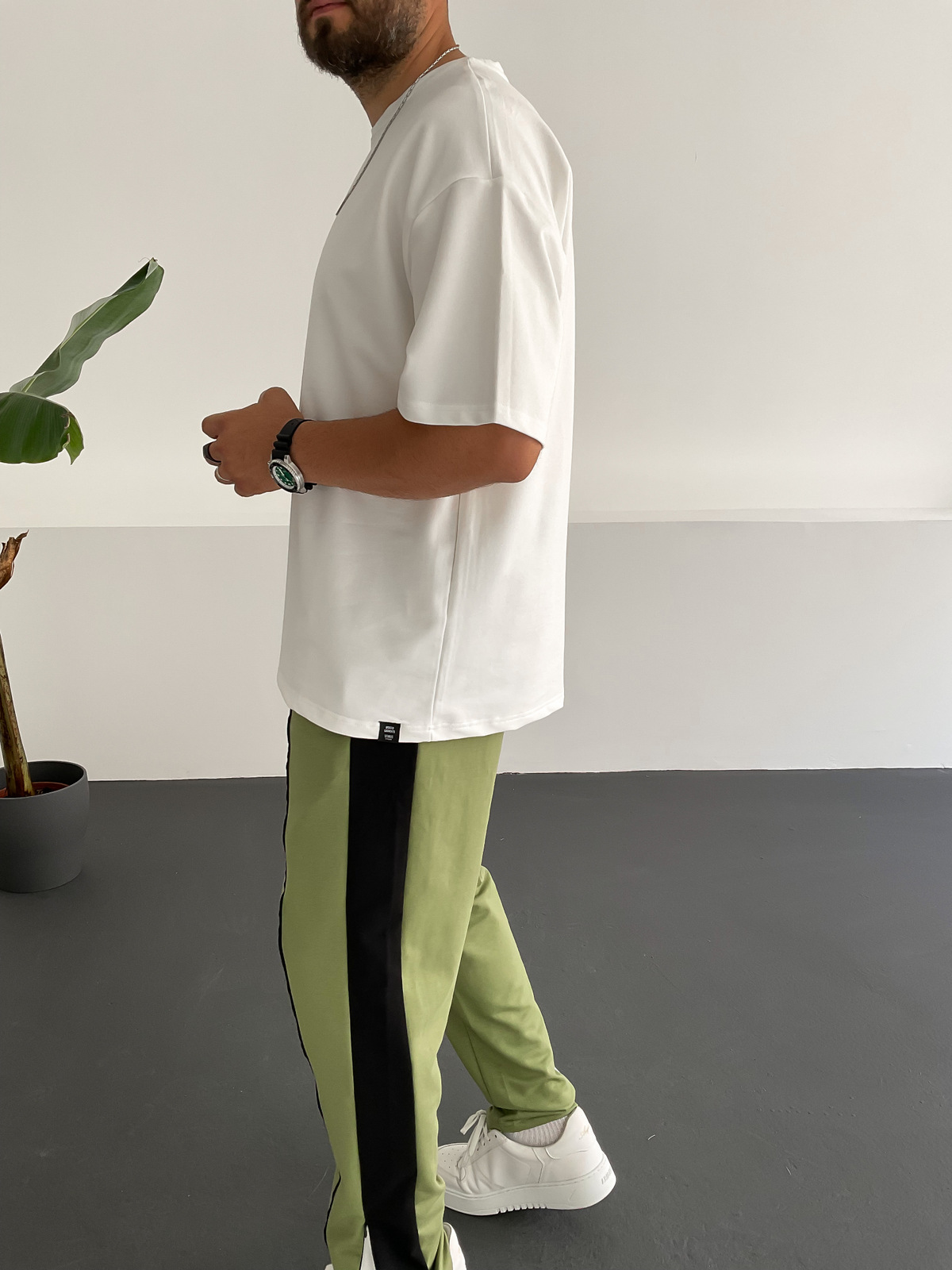 Beyaz İki İplik Basic T-Shirt V-22-329