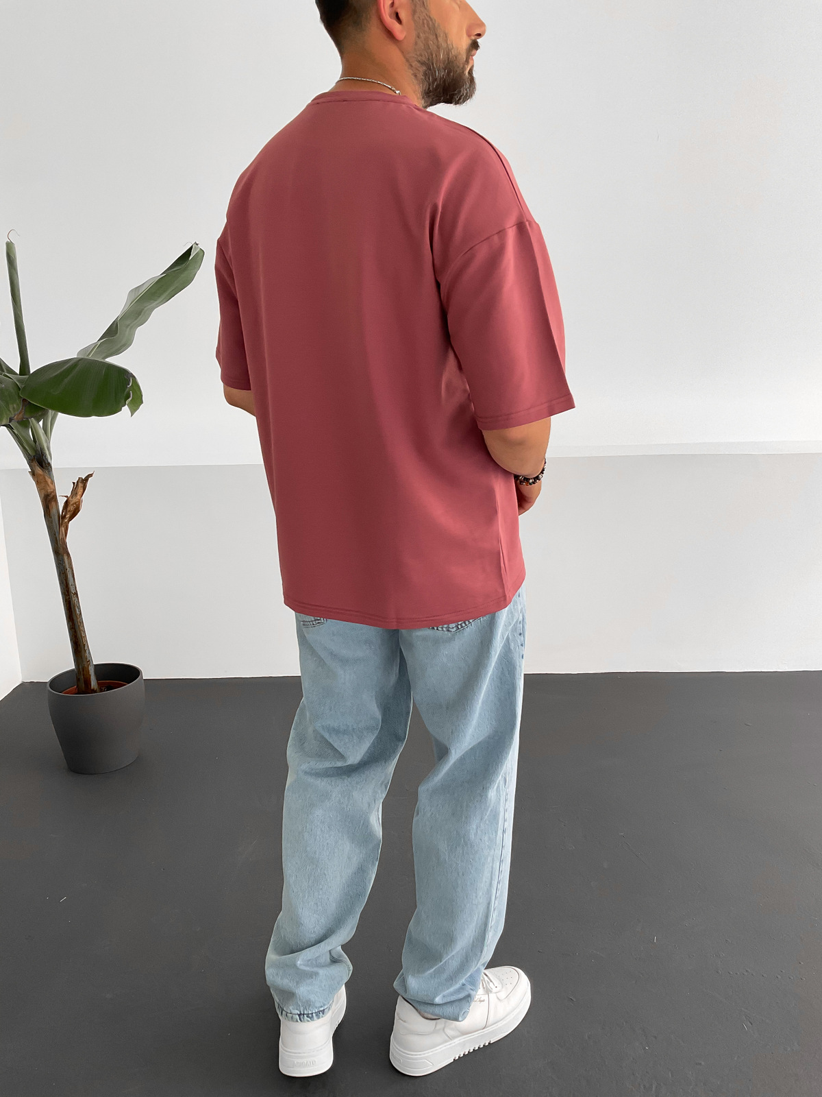 Gül Kurusu İki İplik Basic T-Shirt V-22-329