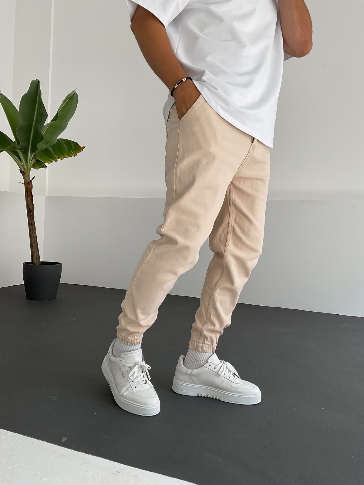 Bej Paçası Lastikli Kot Jogger DP-179/122/112