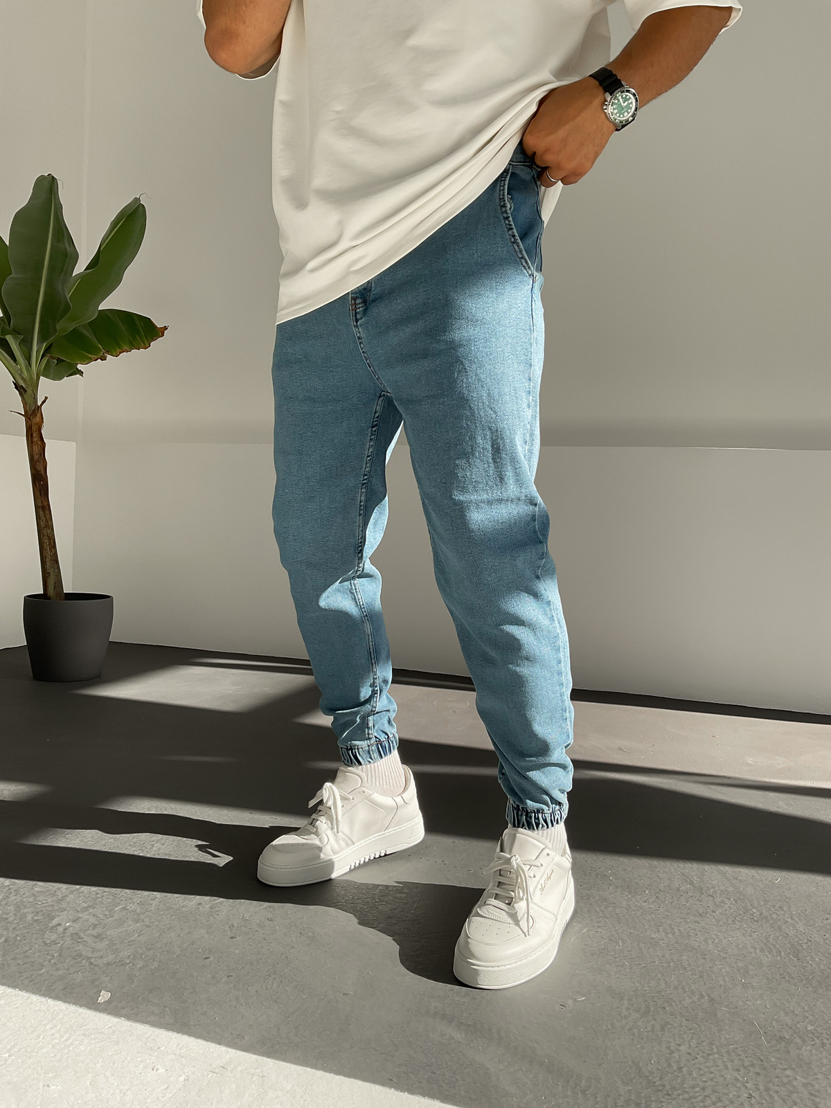 Mavi Paçası Lastikli Kot Jogger DP-179/122/112