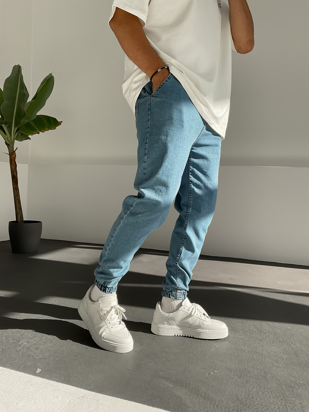 Mavi Paçası Lastikli Kot Jogger DP-179/122/112