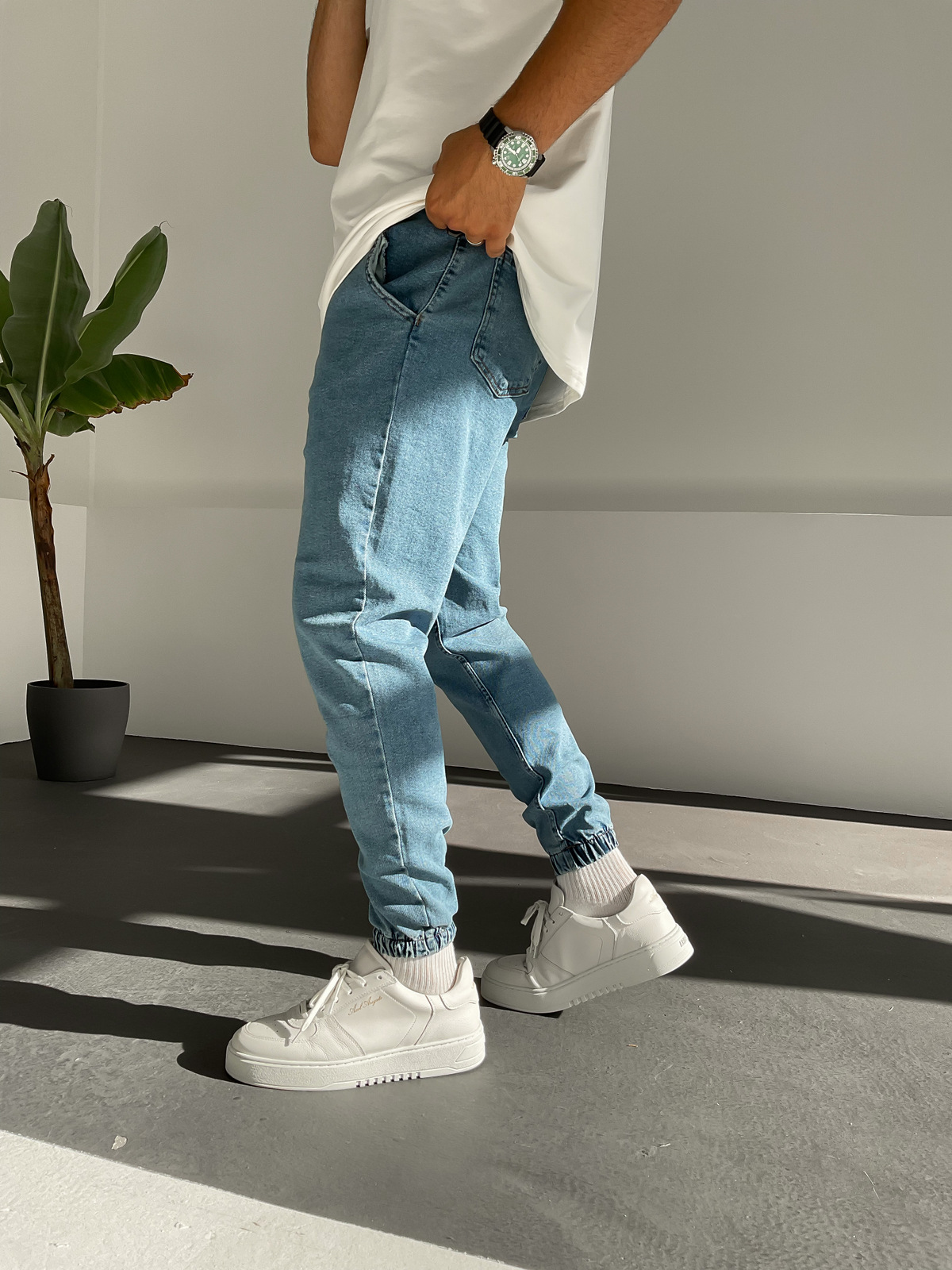 Mavi Paçası Lastikli Kot Jogger DP-179/122/112