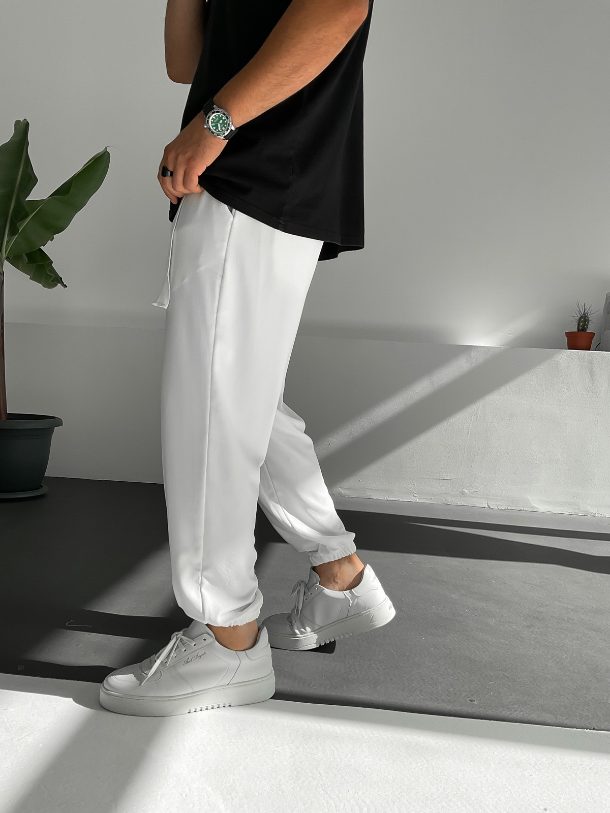 Beyaz Kuşaklı Dökümlü Pantolon C-6097-G1